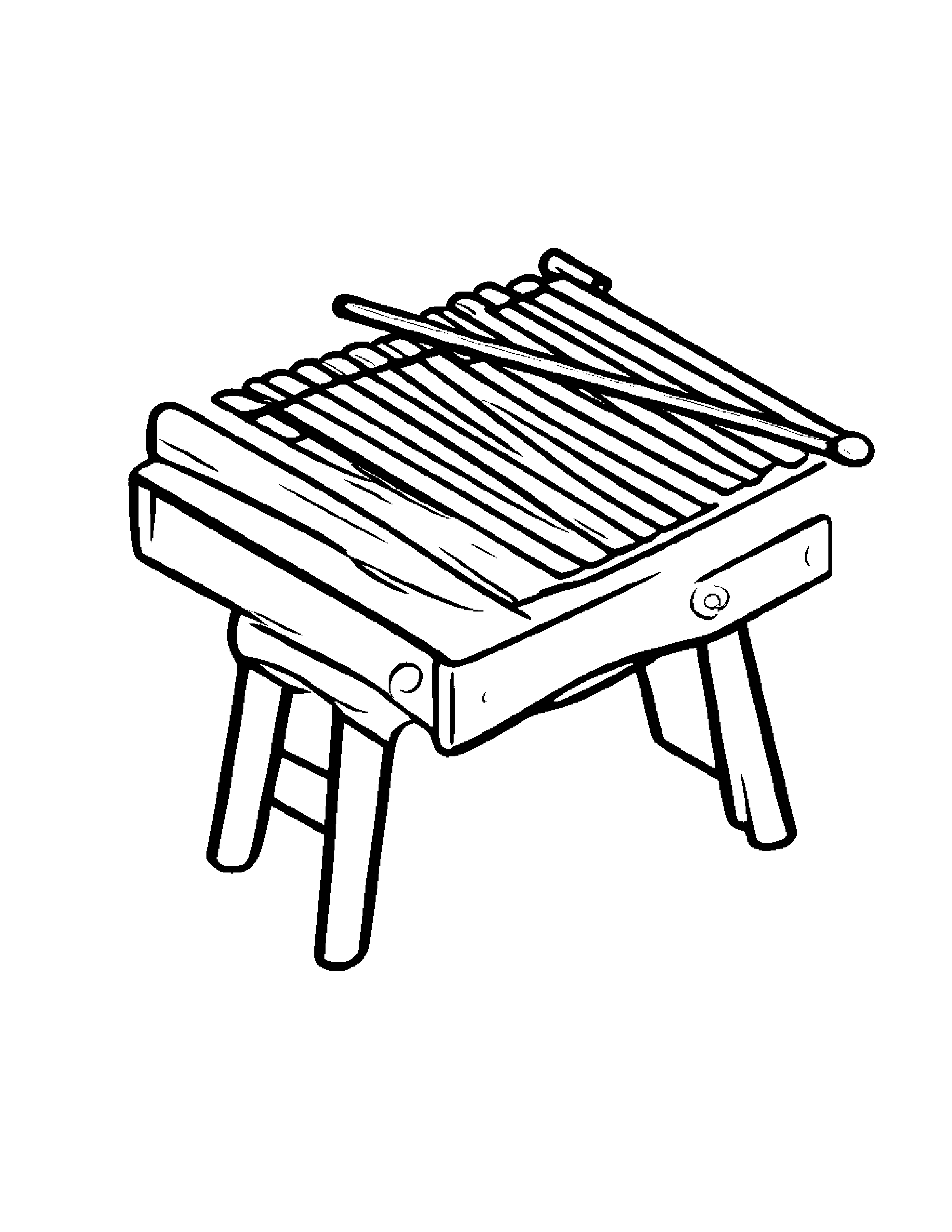 Xylophone Practicing Shapes Coloring Page (Free Printable PDF)