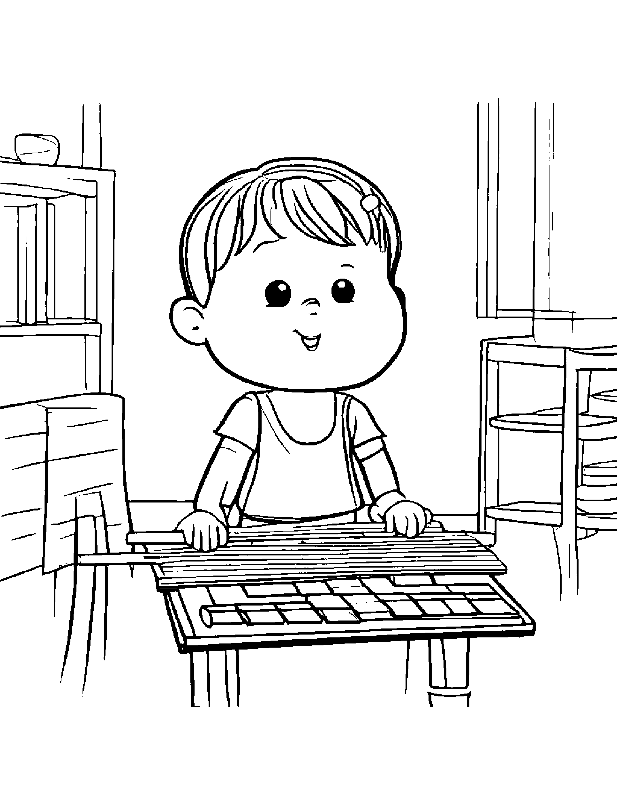 Xylophone Singing #2 Coloring Page (Free Printable PDF)