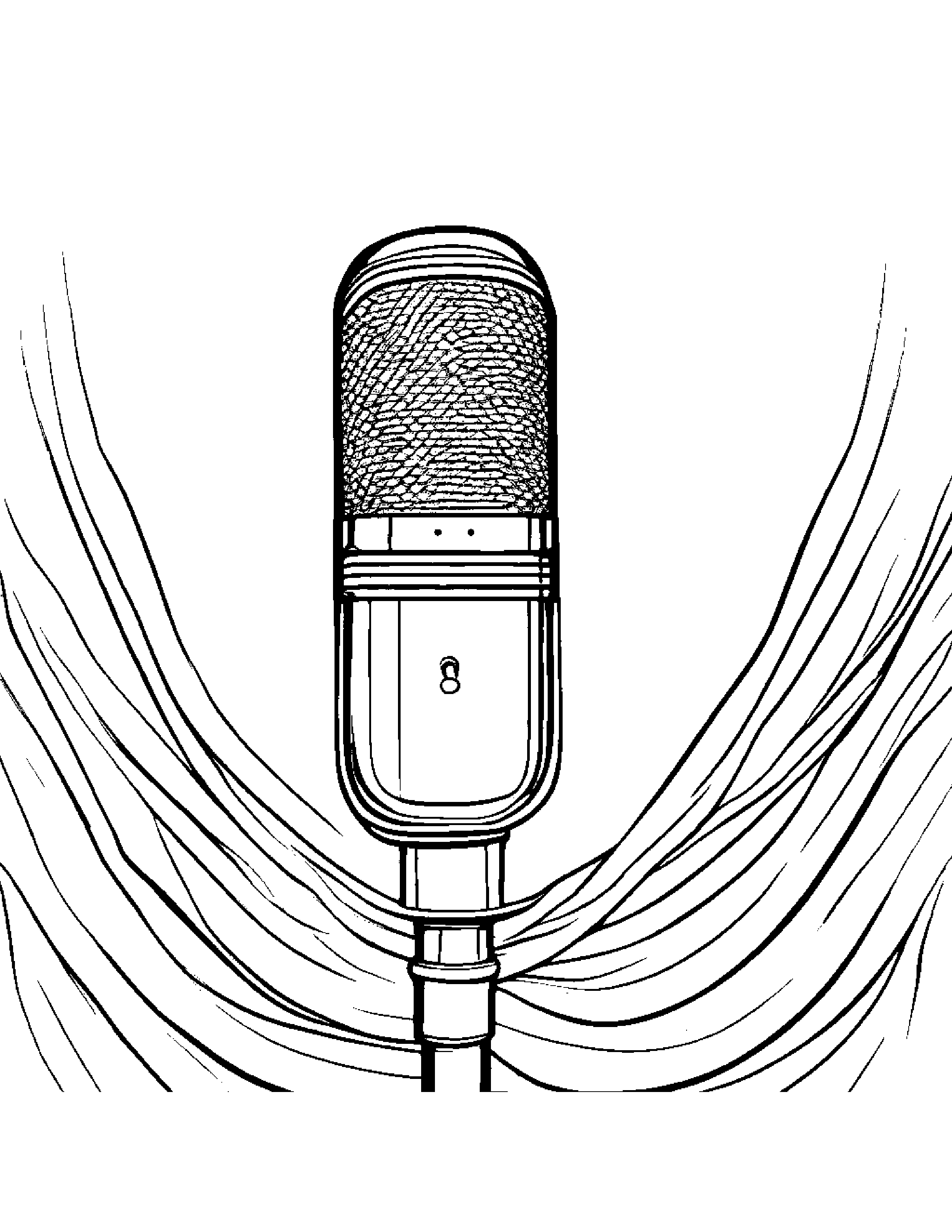 Gentle Microphone With Scarf Coloring Page (Free Printable PDF)