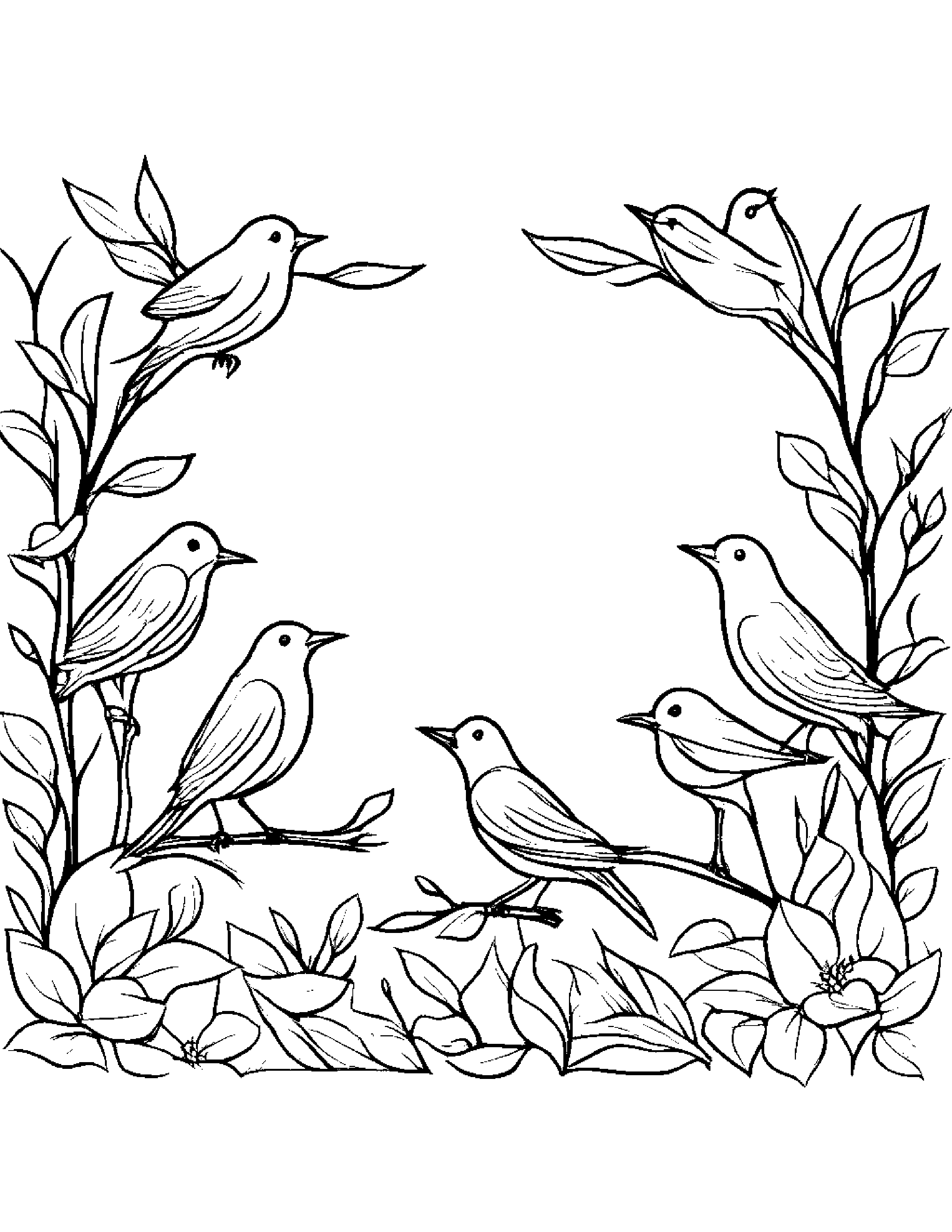 Singing Birds Coloring Page (Free Printable PDF)