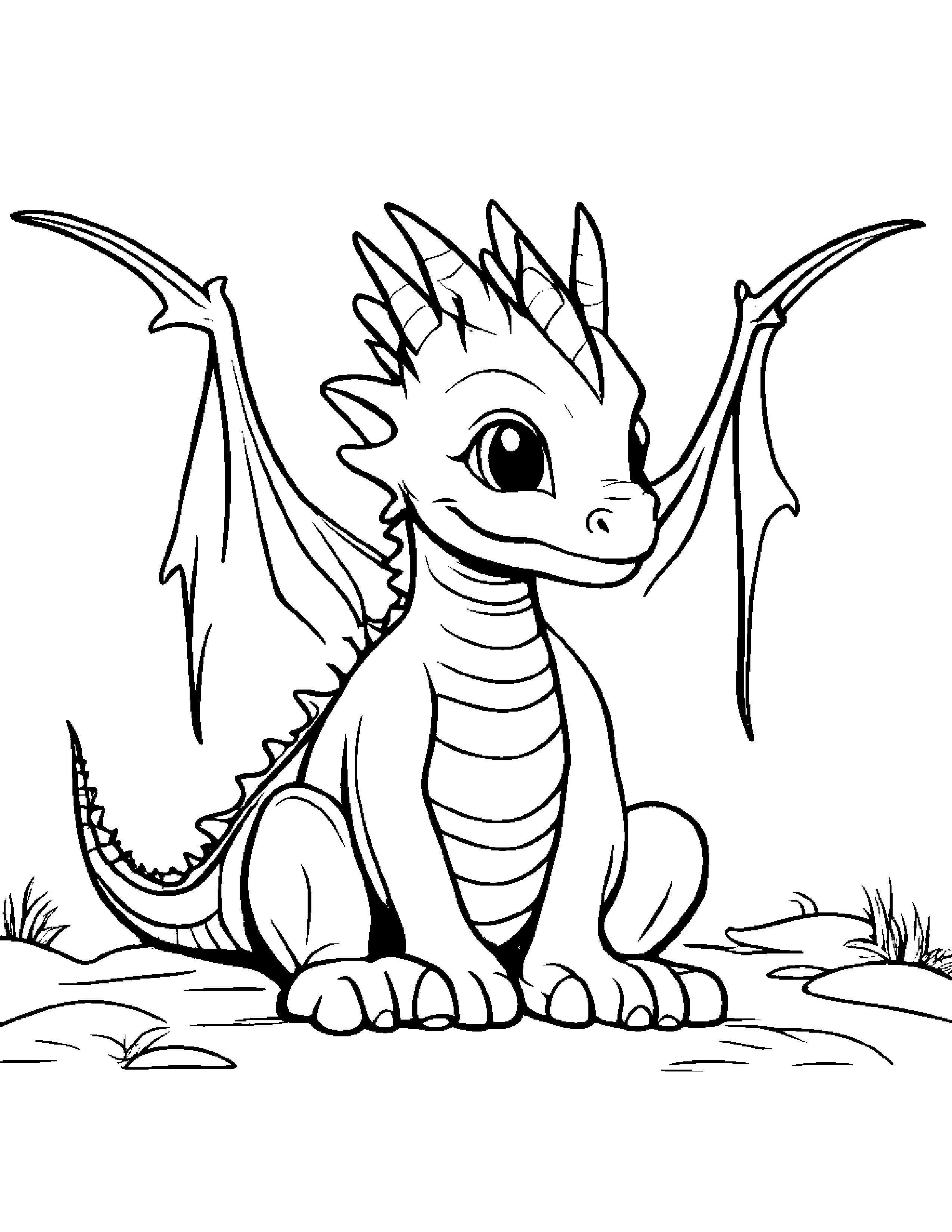 Baby Dragon #2 Coloring Page (Free Printable PDF)
