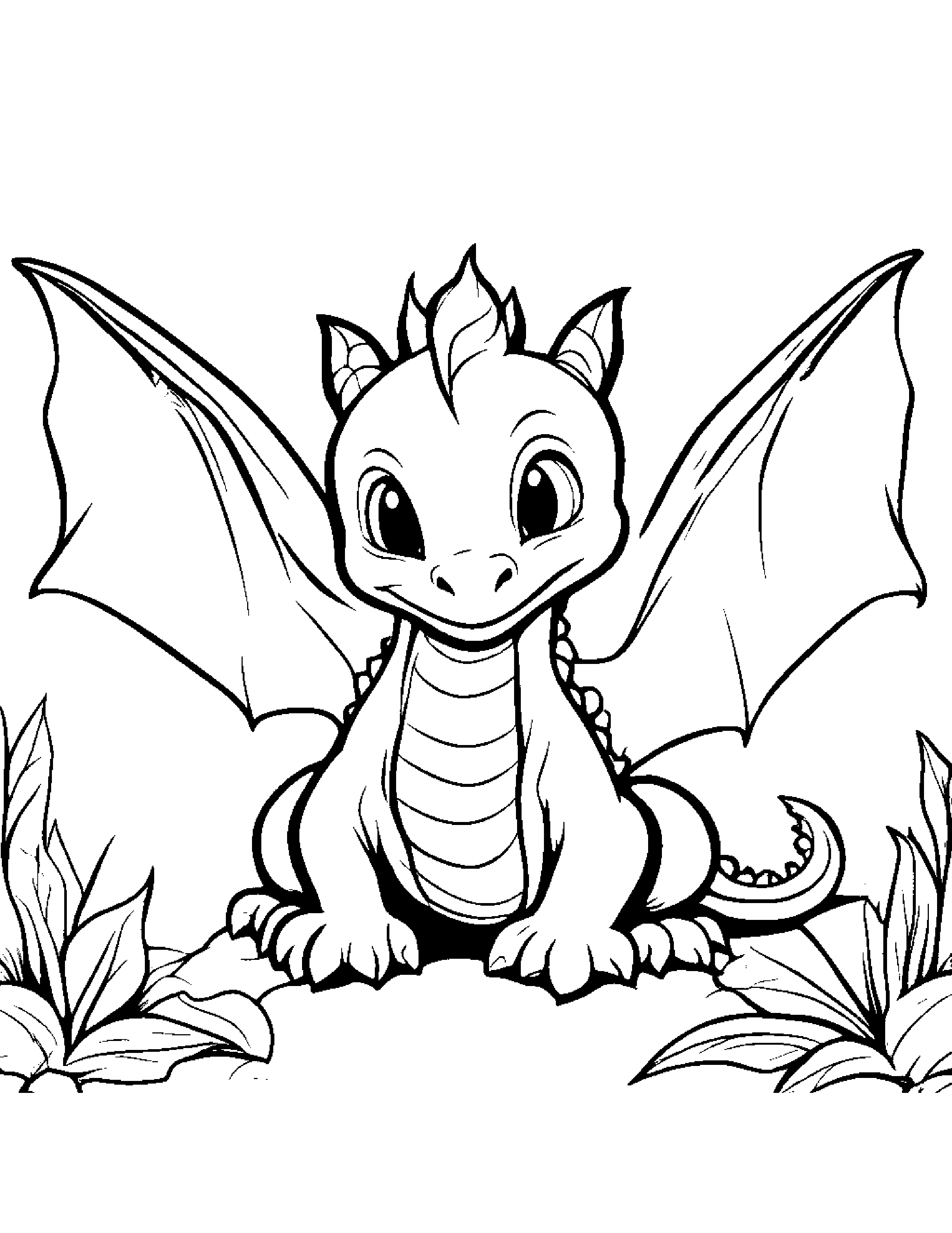 Little Baby Dragon With A Star #2 Coloring Page (Free Printable PDF)