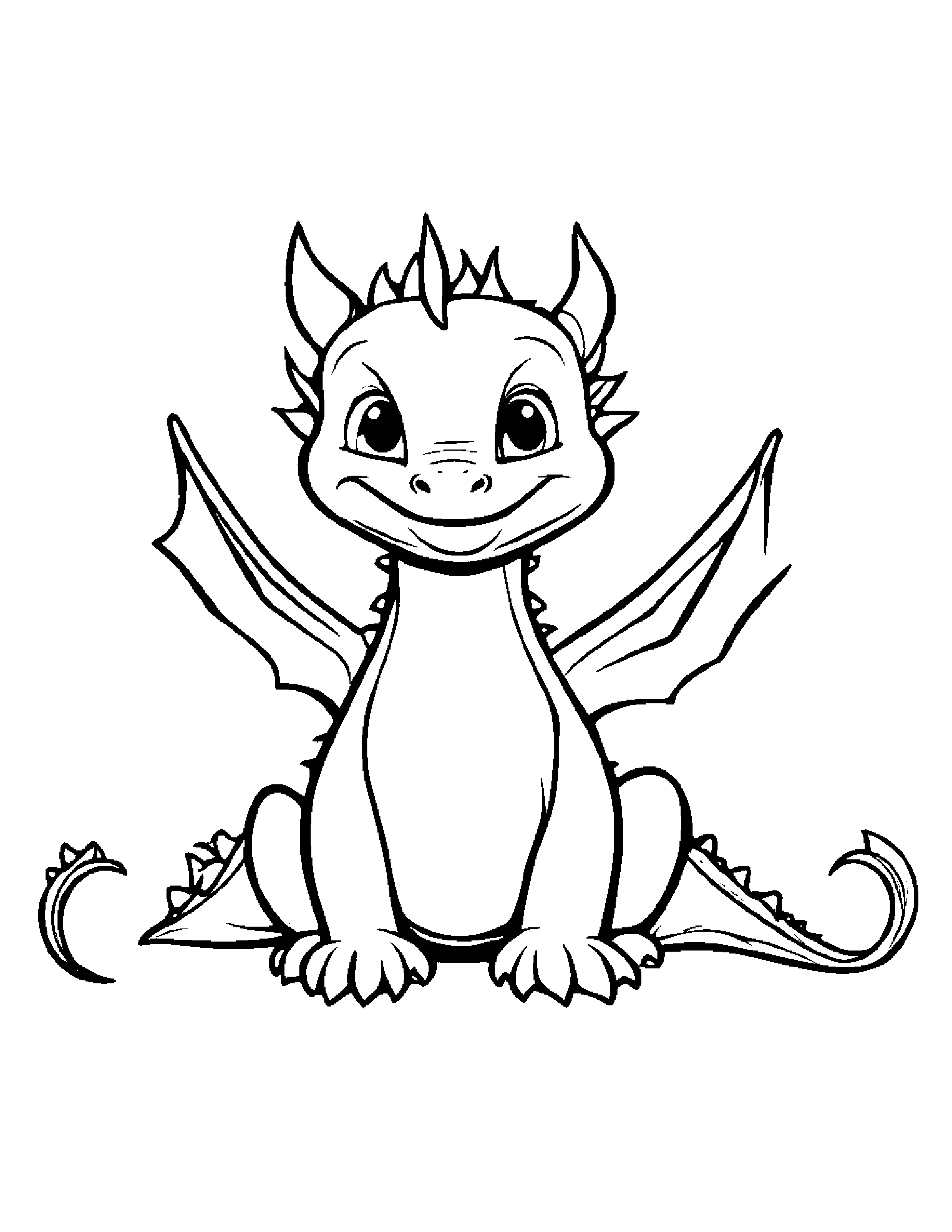 Little Baby Dragon With A Star #3 Coloring Page (Free Printable PDF)