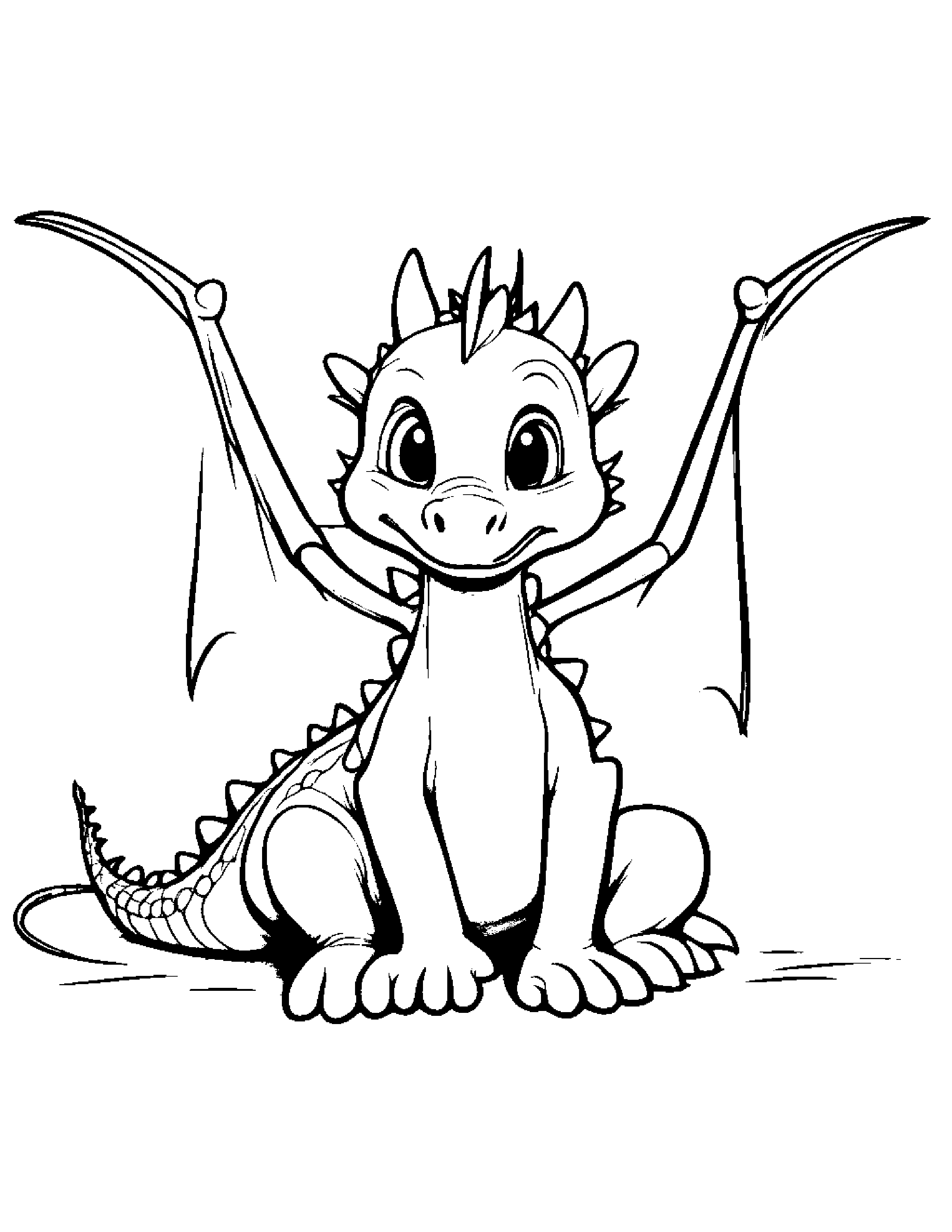 Little Baby Dragon With A Star Coloring Page (Free Printable PDF)