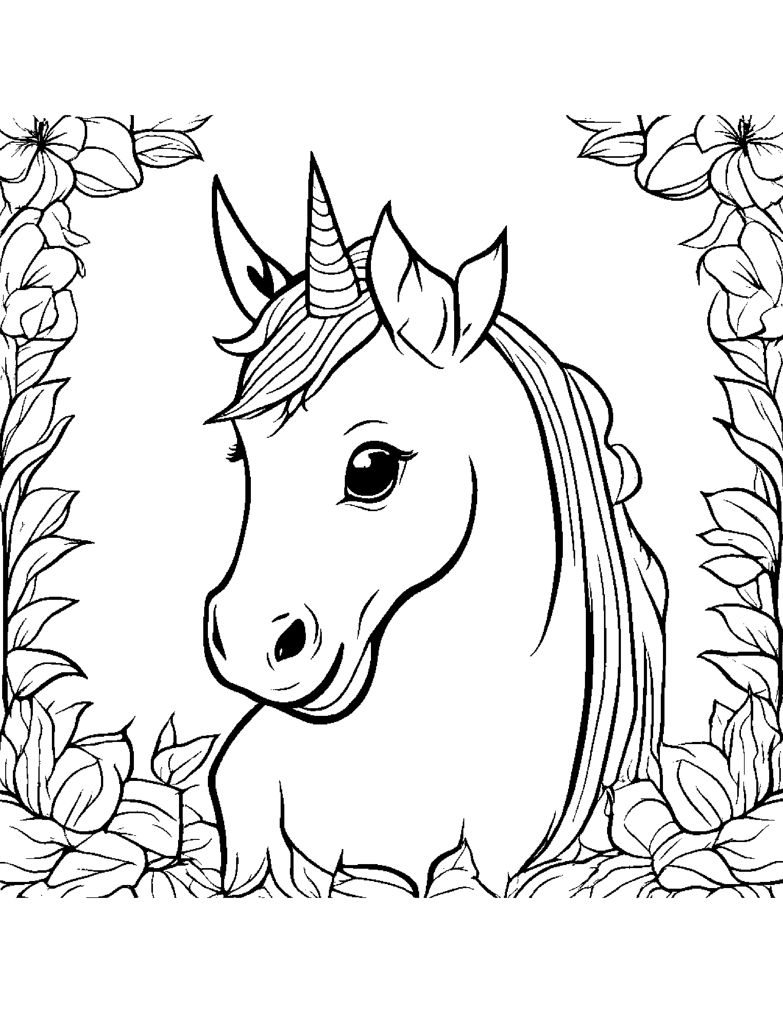 Unicorn Foal With Scarf #3 Coloring Page (Free Printable PDF)