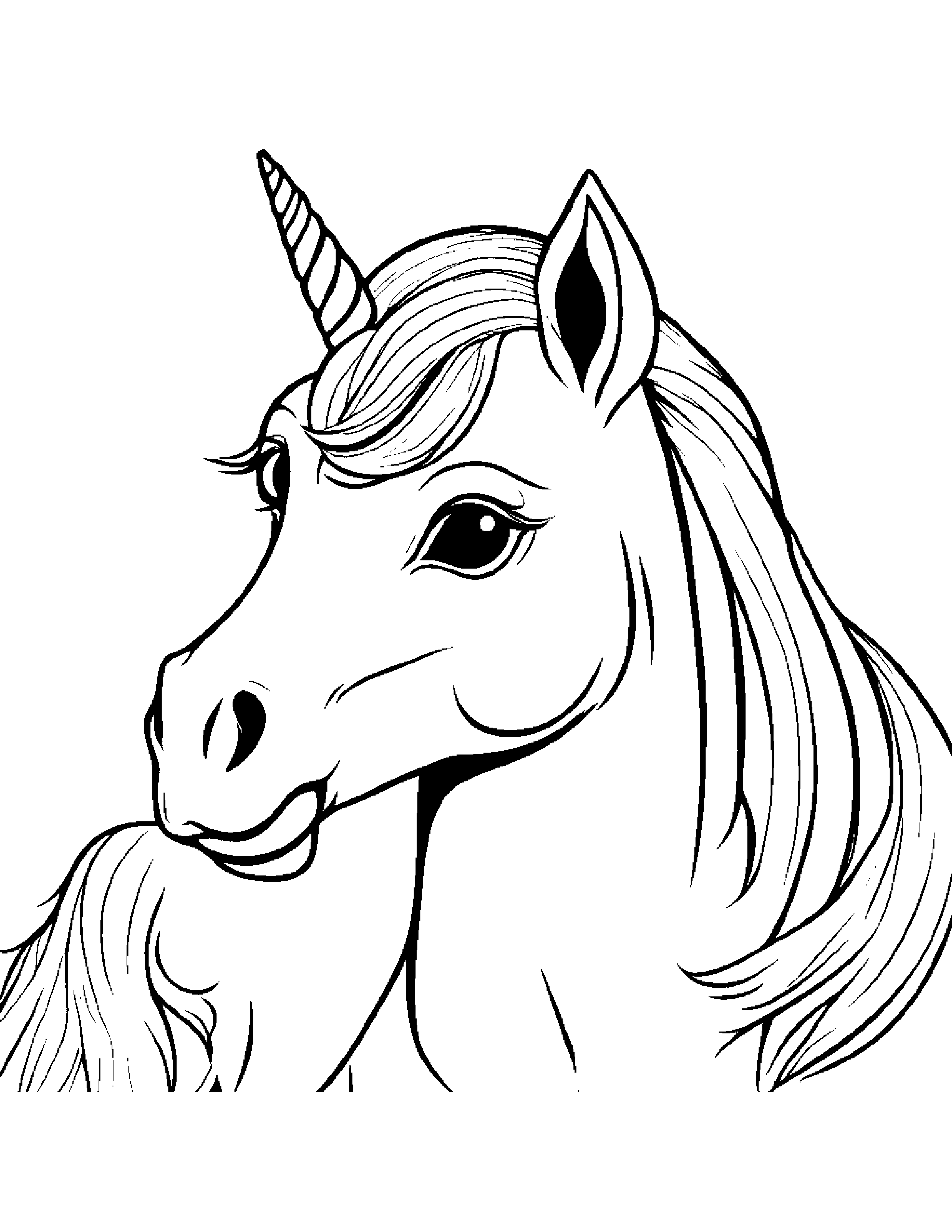 Unicorn Foal With Scarf #4 Coloring Page (Free Printable PDF)
