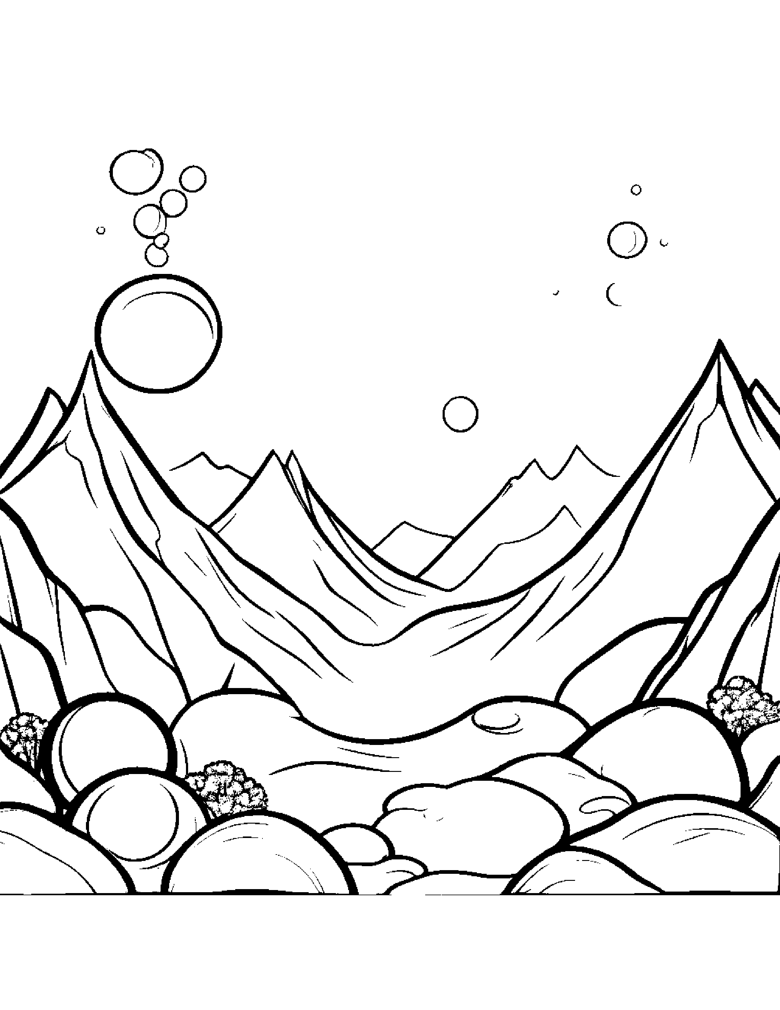 Baby Mountain Blowing Bubbles #2 Coloring Page (Free Printable PDF)