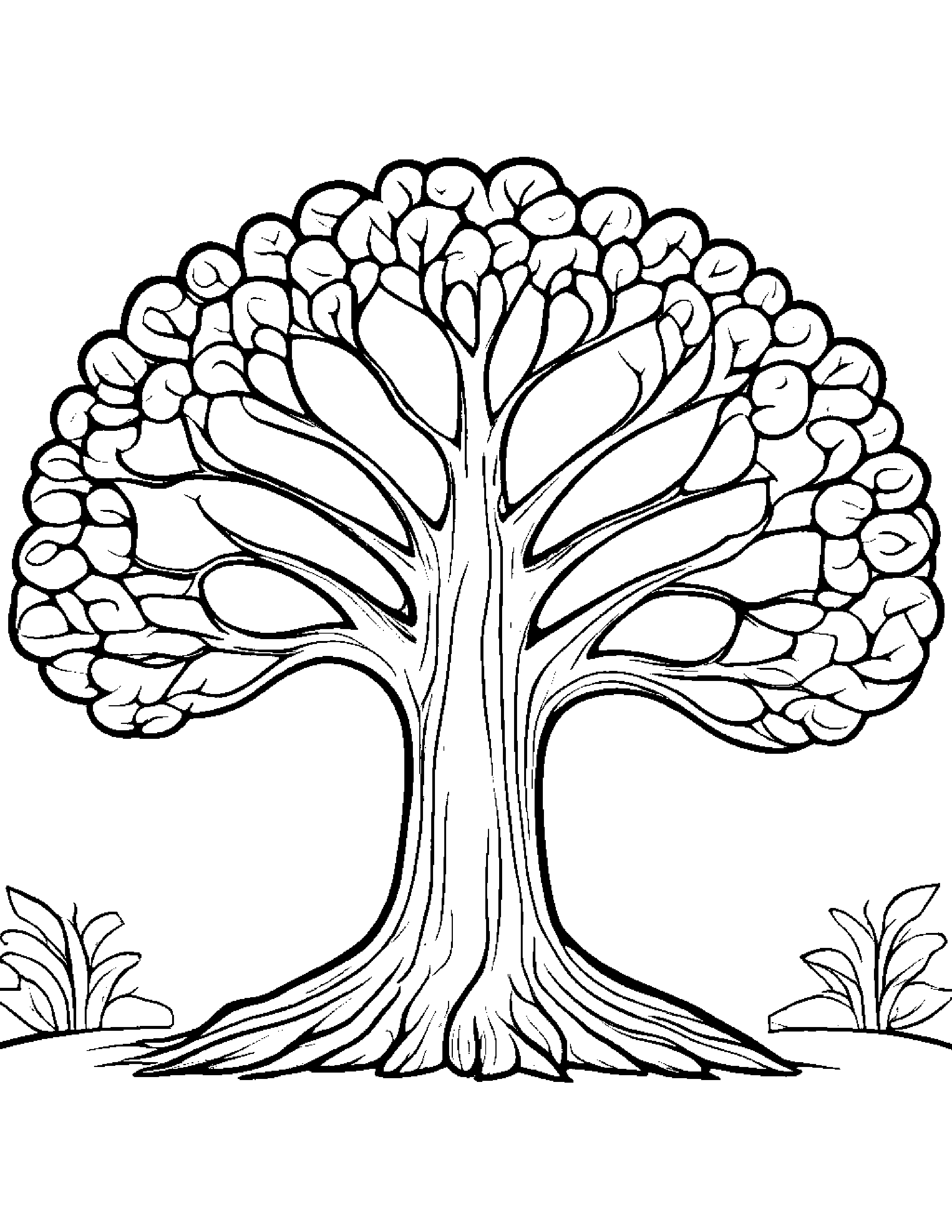 Happy Tree #2 Coloring Page (Free Printable PDF)