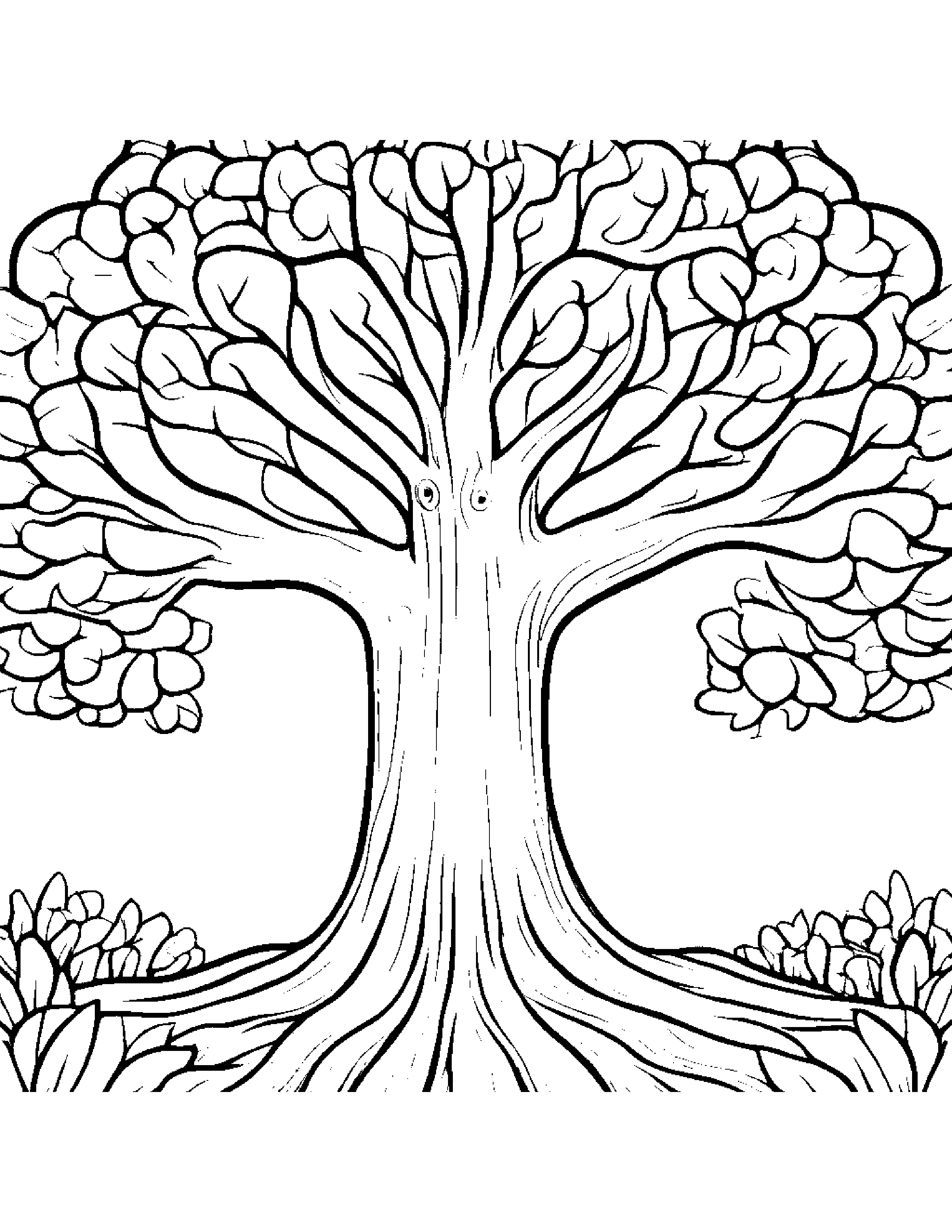 Happy Tree Coloring Page (Free Printable PDF)