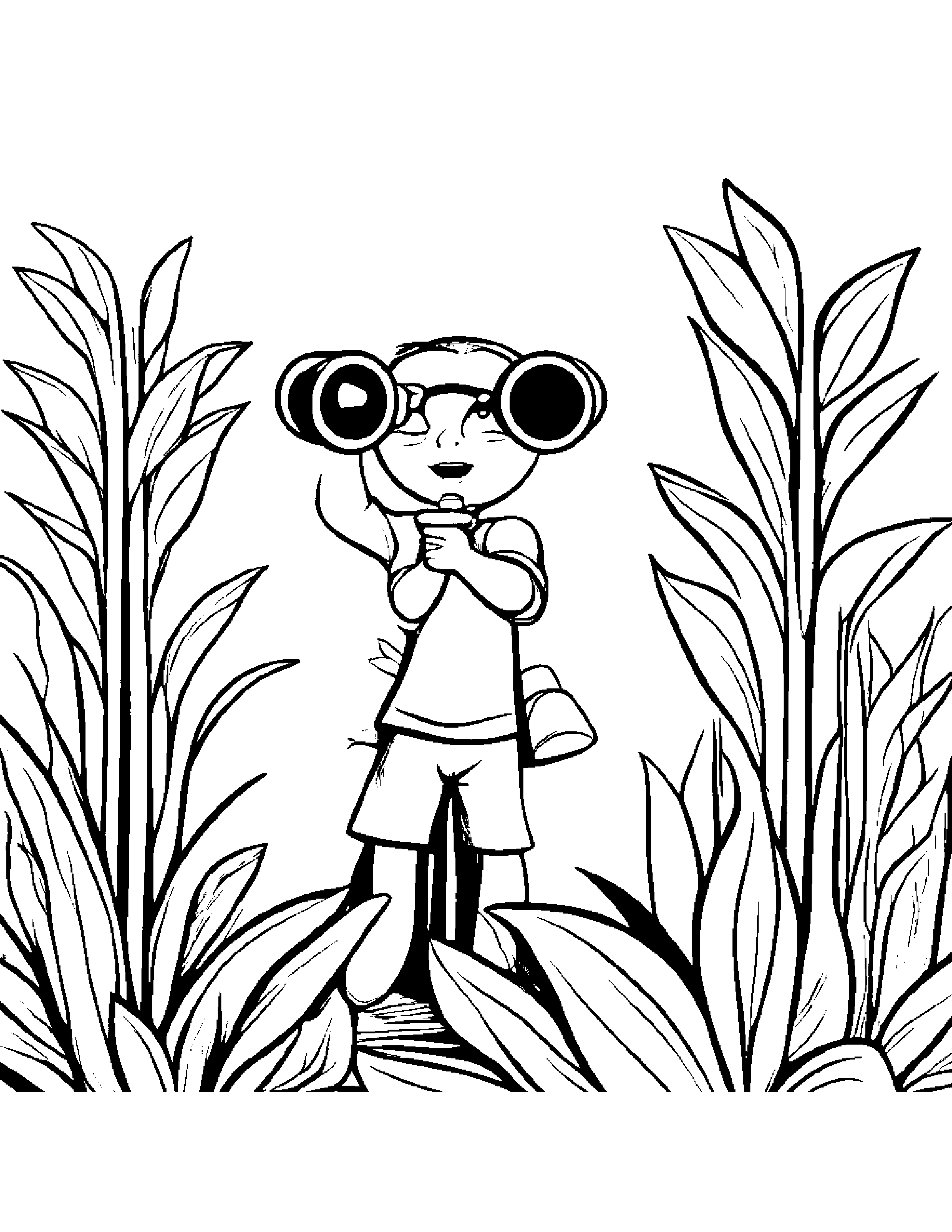 Binoculars Watering A Plant #3 Coloring Page (Free Printable PDF)