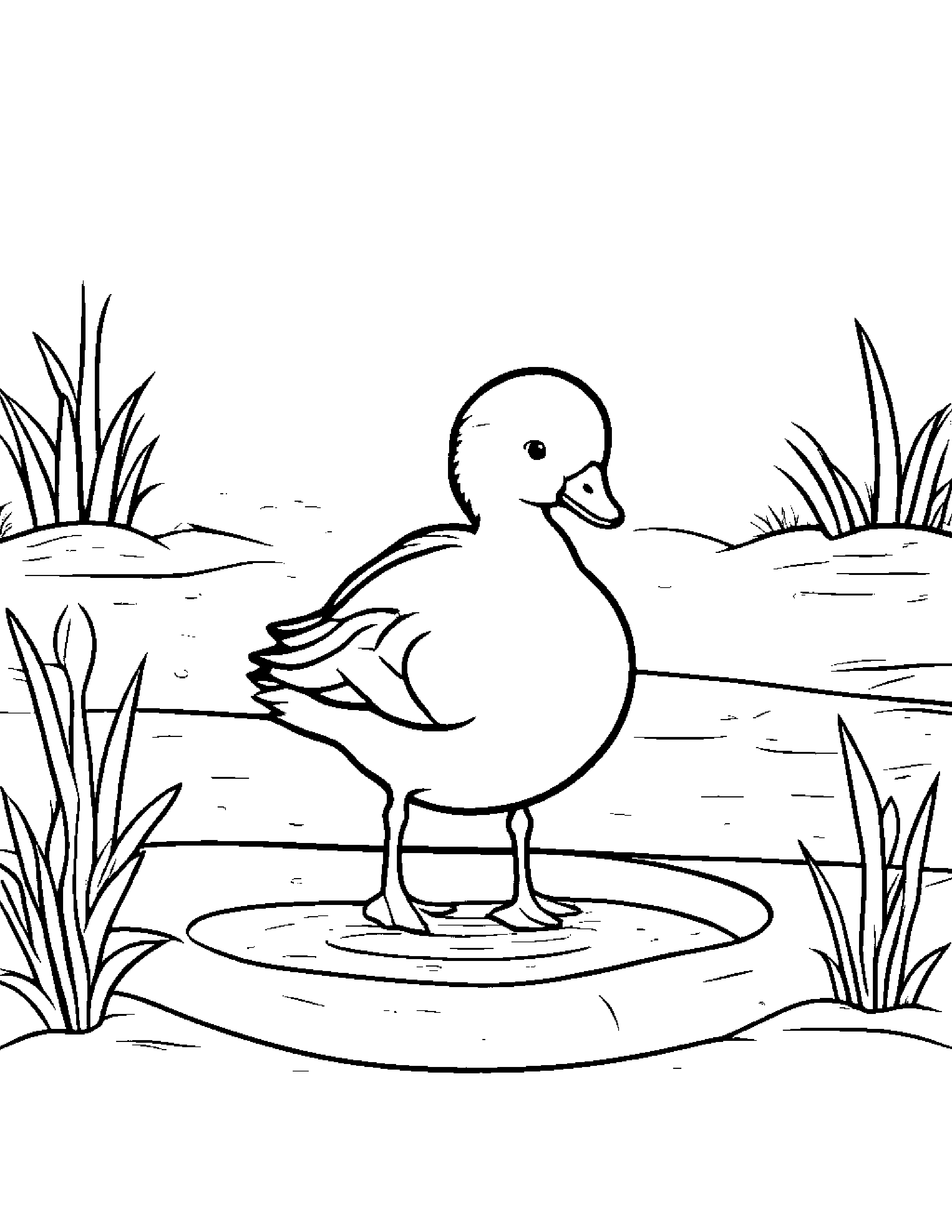 Bubbly Gosling Beside A Sandbox #3 Coloring Page (Free Printable PDF)
