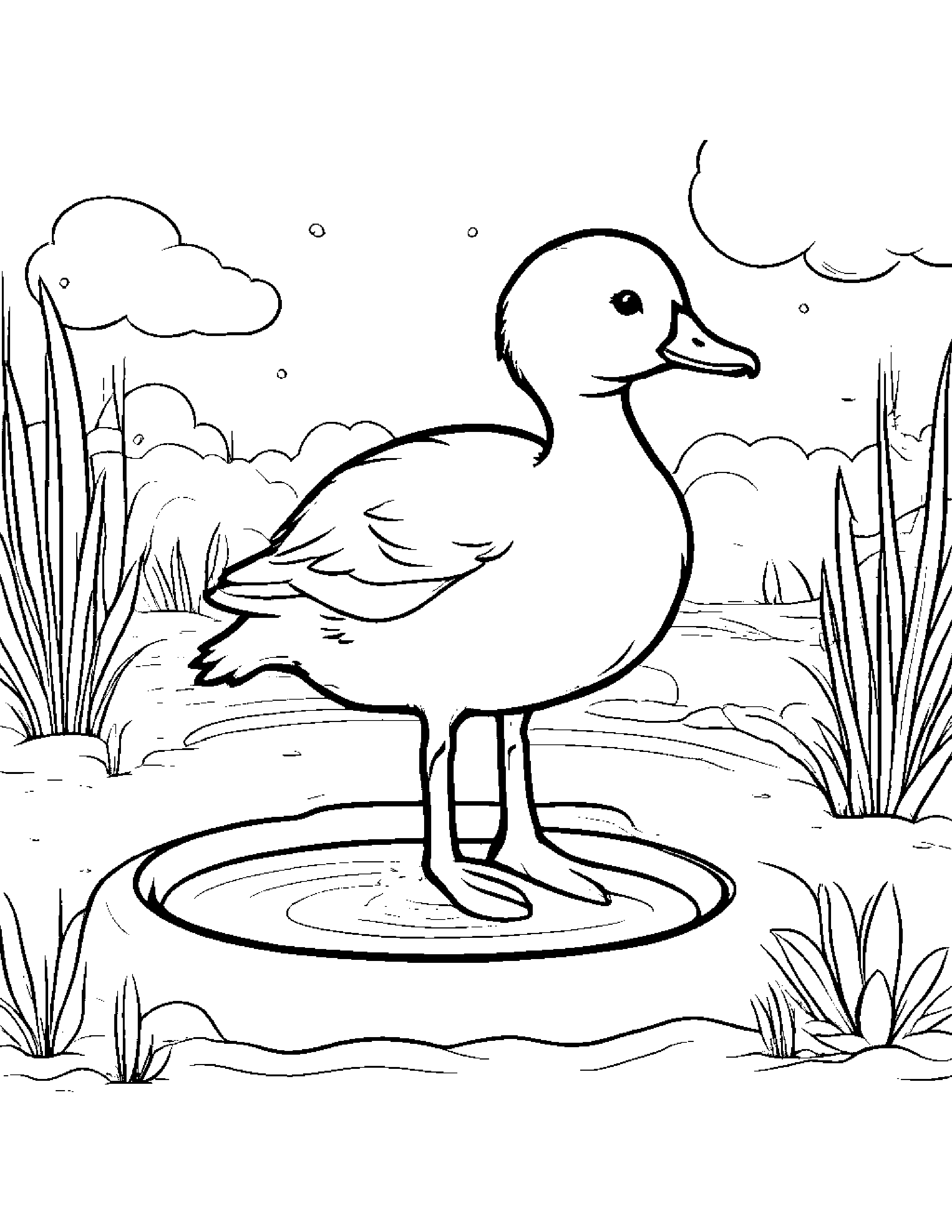 Bubbly Gosling Beside A Sandbox #5 Coloring Page (Free Printable PDF)