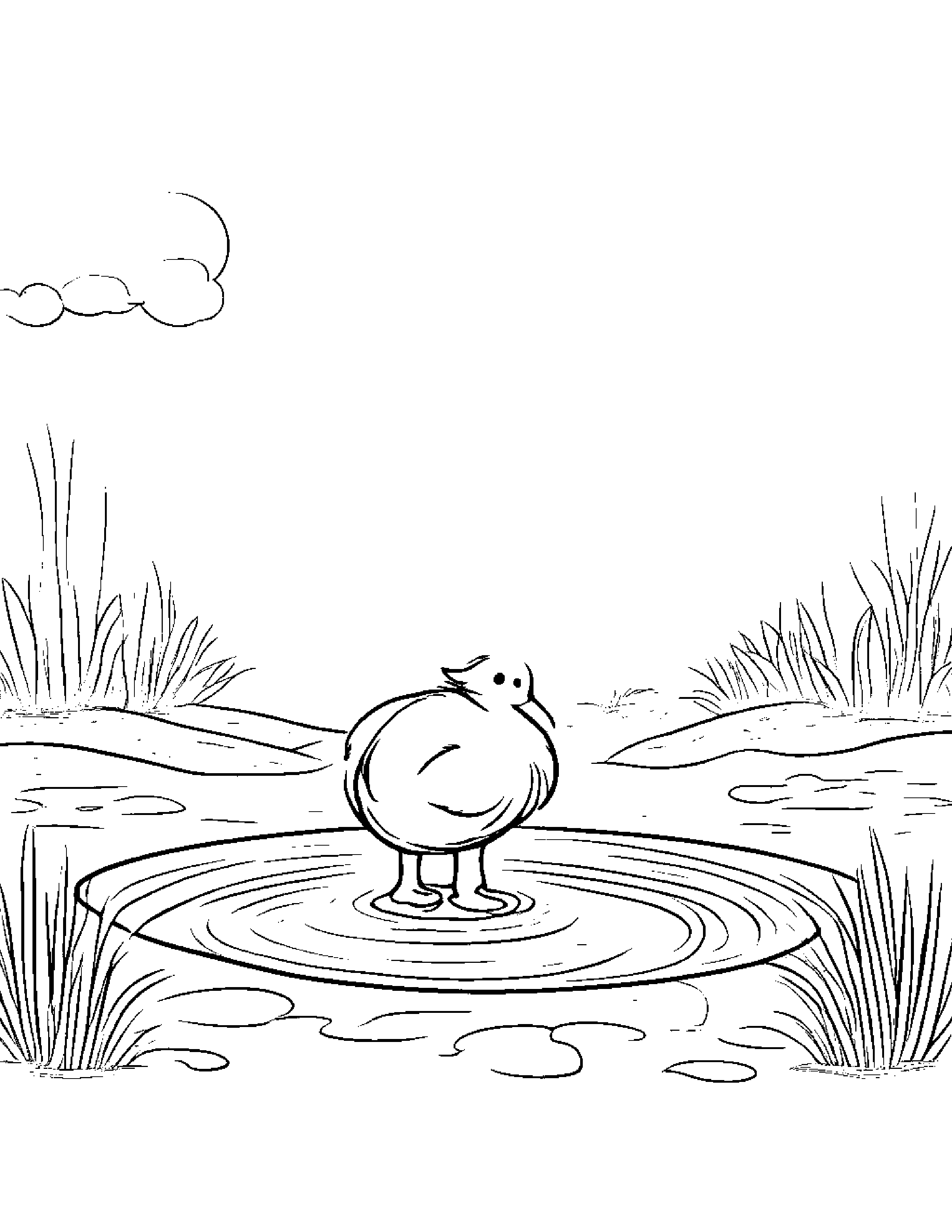 Bubbly Gosling Beside A Sandbox Coloring Page (Free Printable PDF)