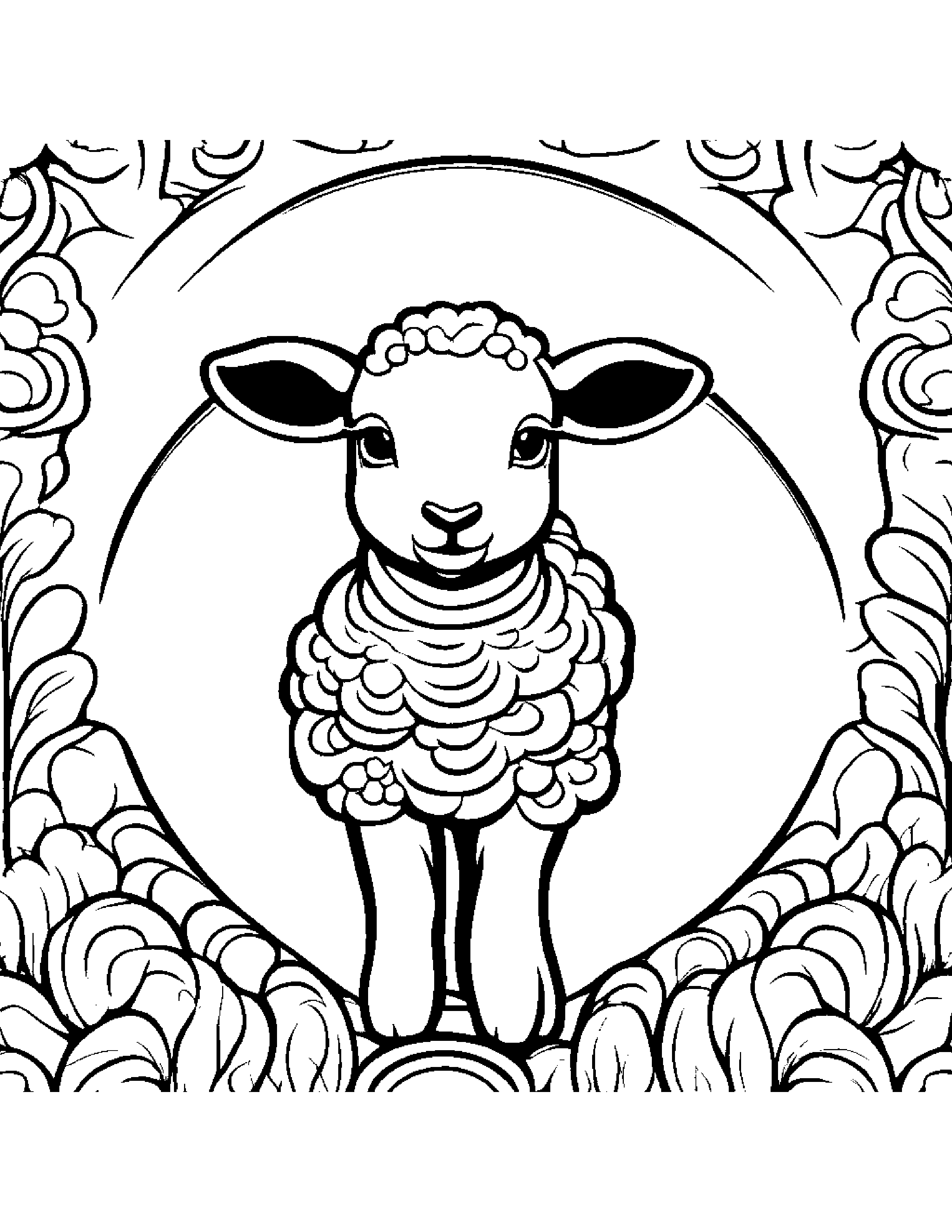 Bubbly Lamb #3 Coloring Page (Free Printable PDF)