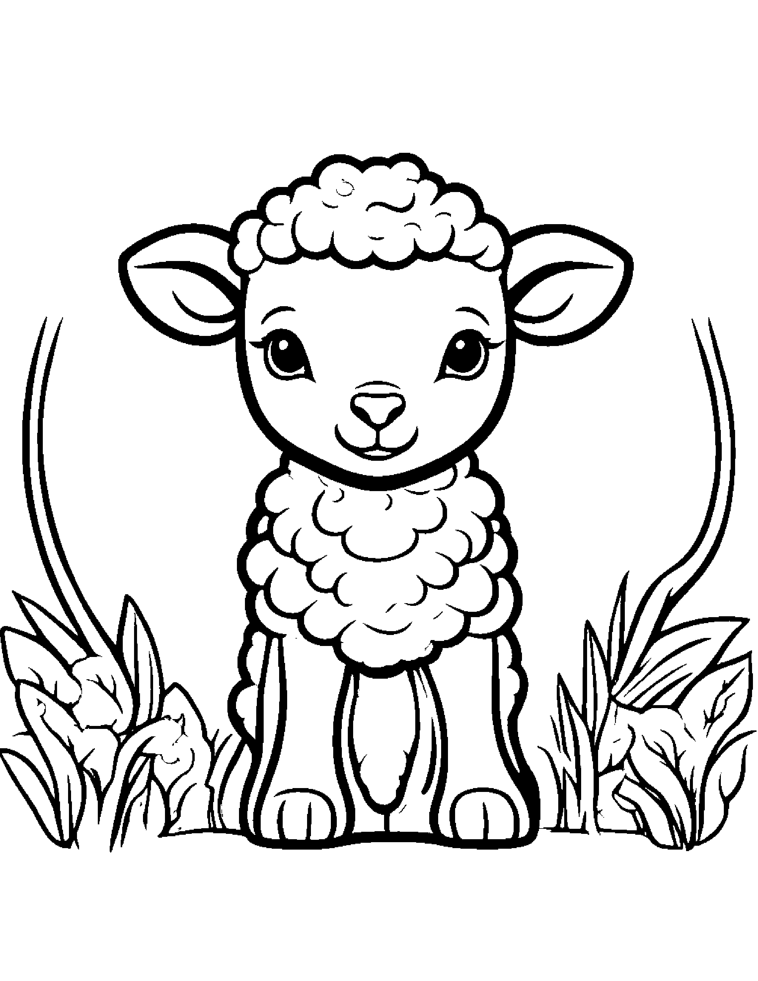 Bubbly Lamb #4 Coloring Page (Free Printable PDF)