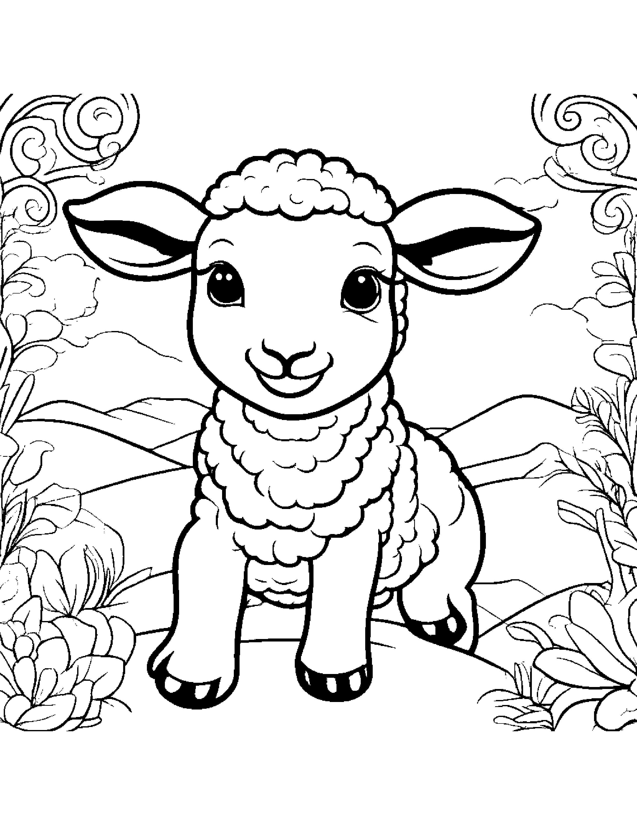Bubbly Lamb #5 Coloring Page (Free Printable PDF)