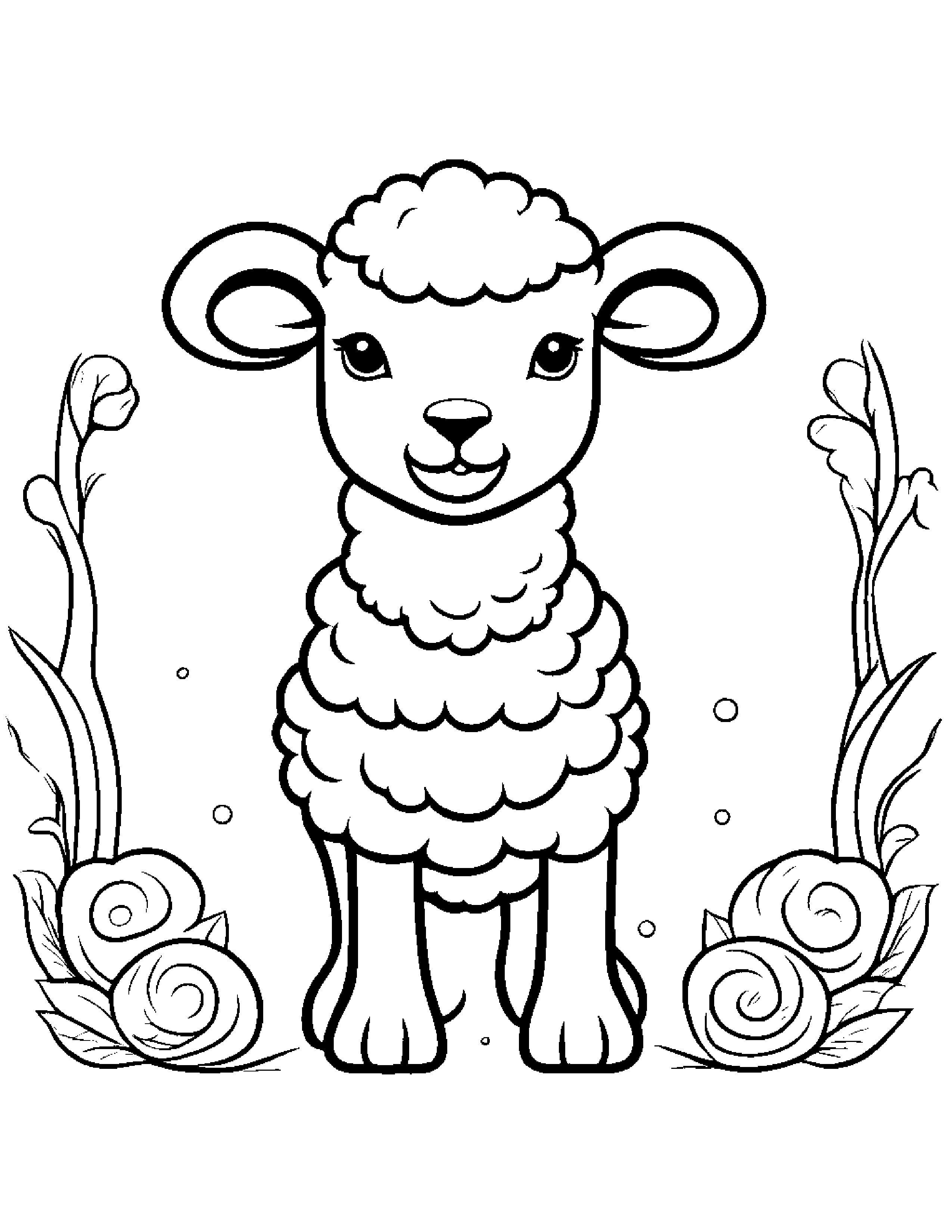 Bubbly Lamb Coloring Page (Free Printable PDF)