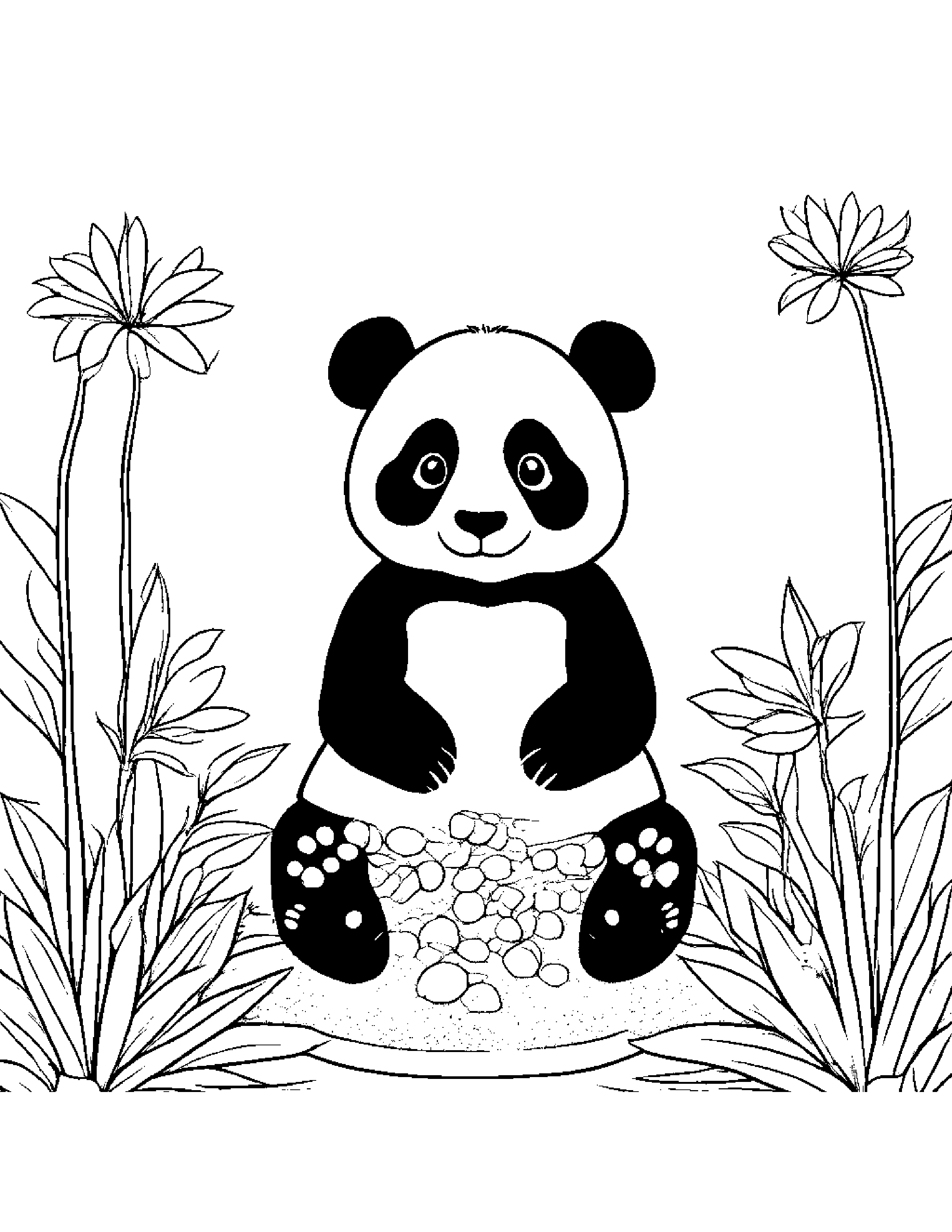 Bubbly Panda Planting A Seed #2 Coloring Page (Free Printable PDF)