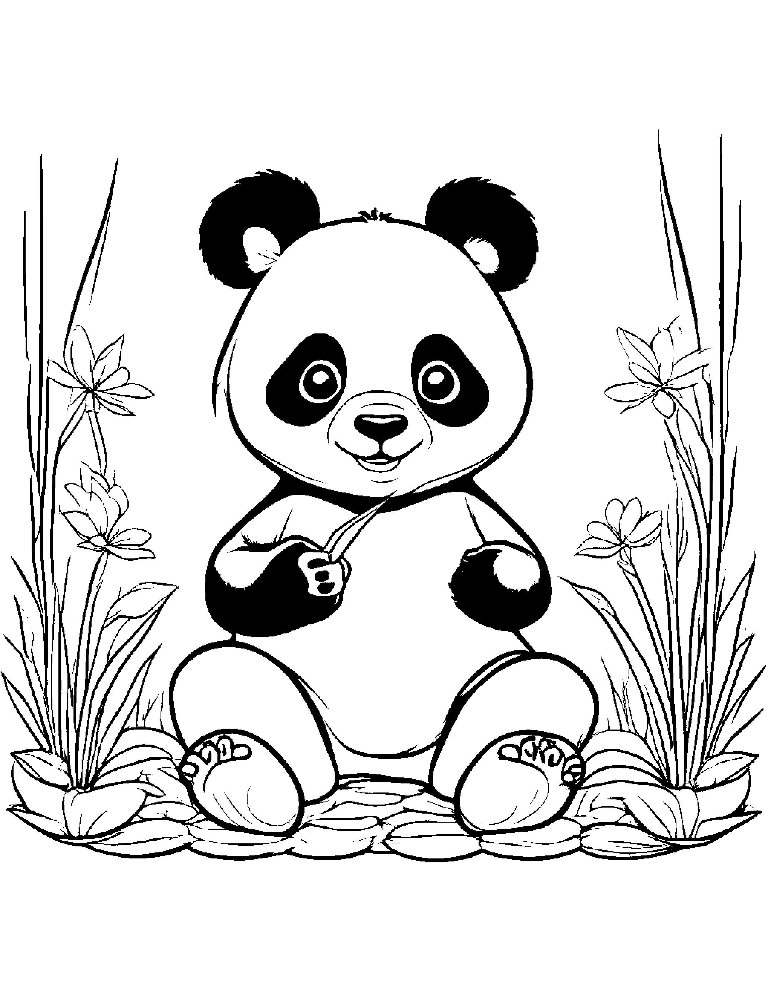 Bubbly Panda Planting A Seed Coloring Page (Free Printable PDF)