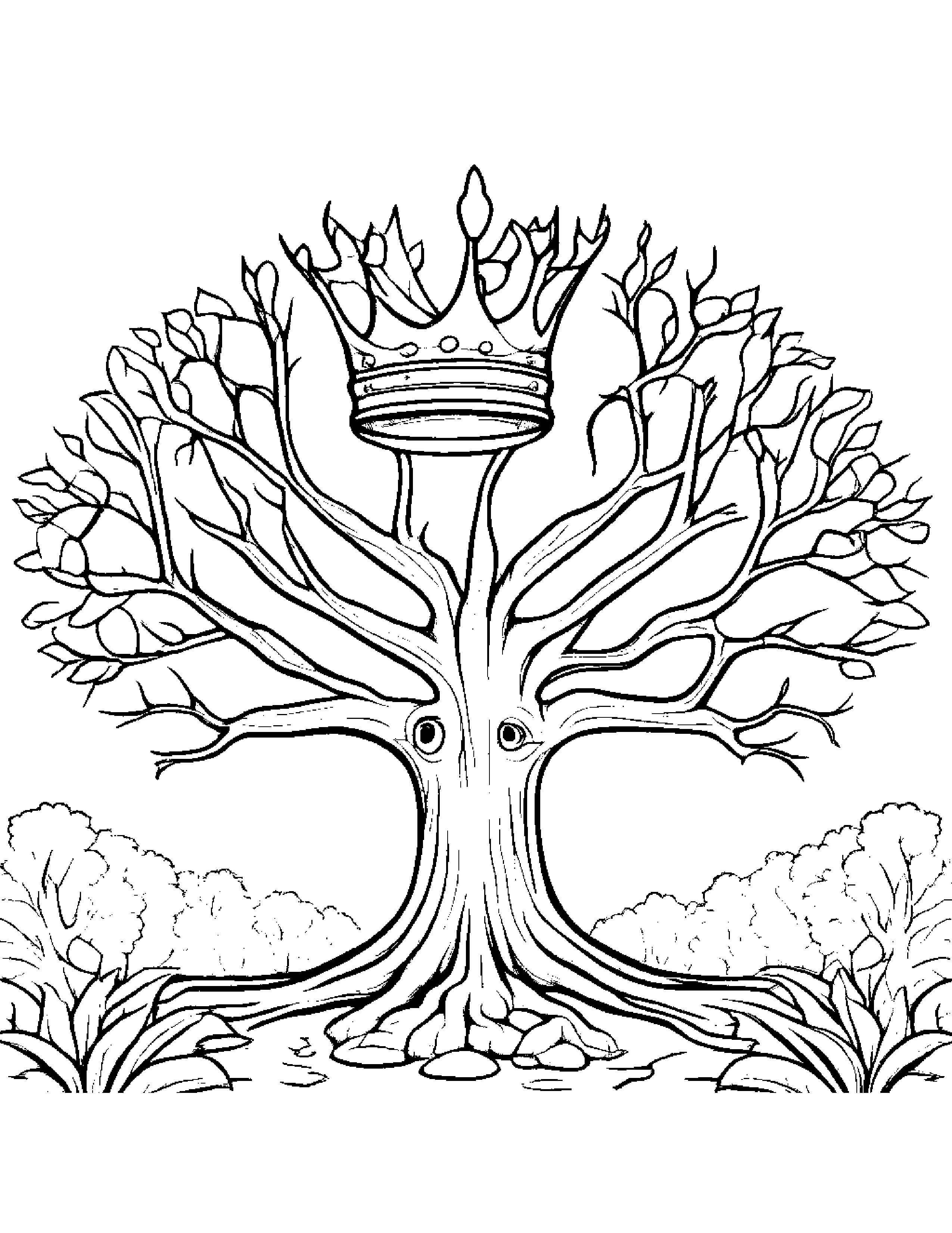 Crown Sharing By A Little Tree #4 Coloring Page (Free Printable PDF)