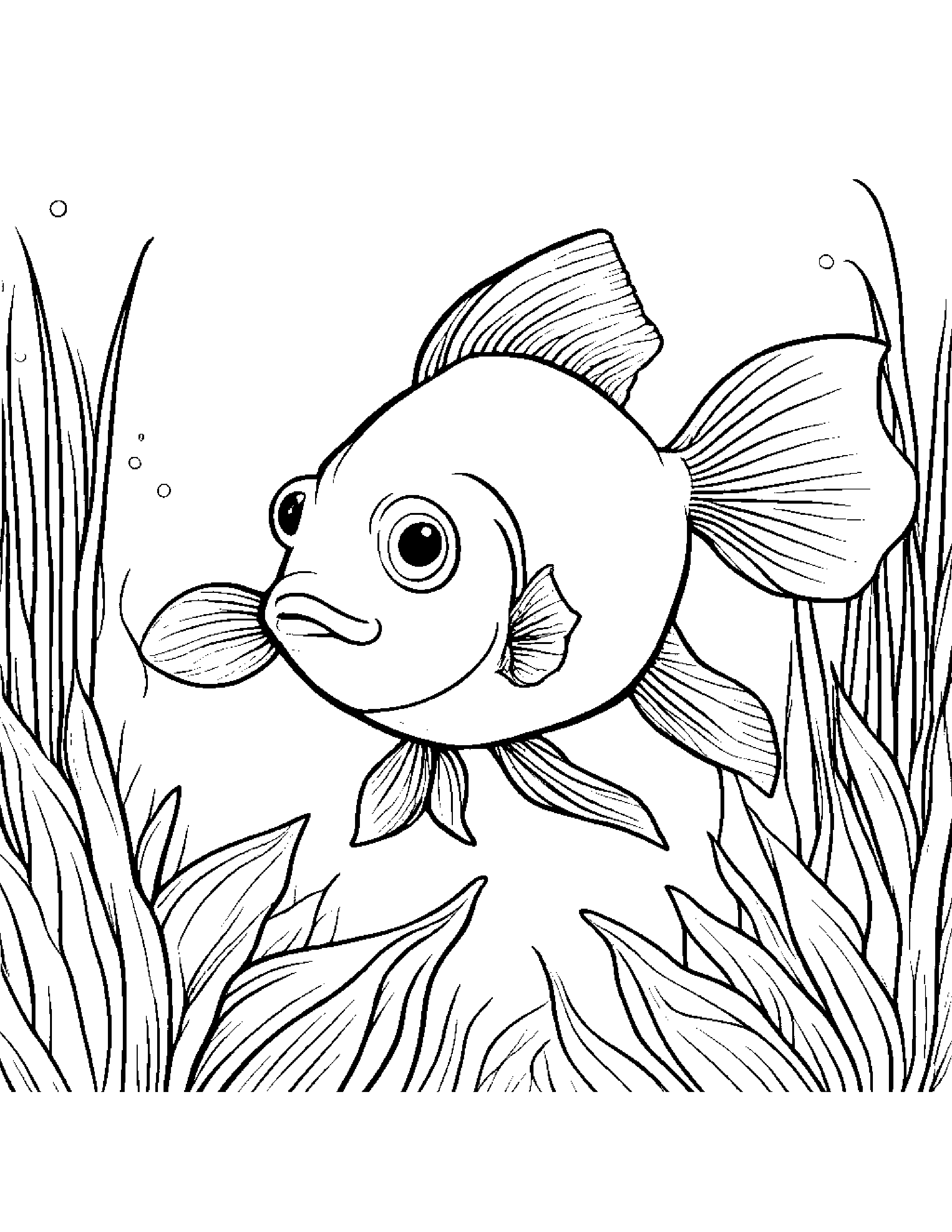 Cuddly Goldfish Planting A Seed #5 Coloring Page (Free Printable PDF)