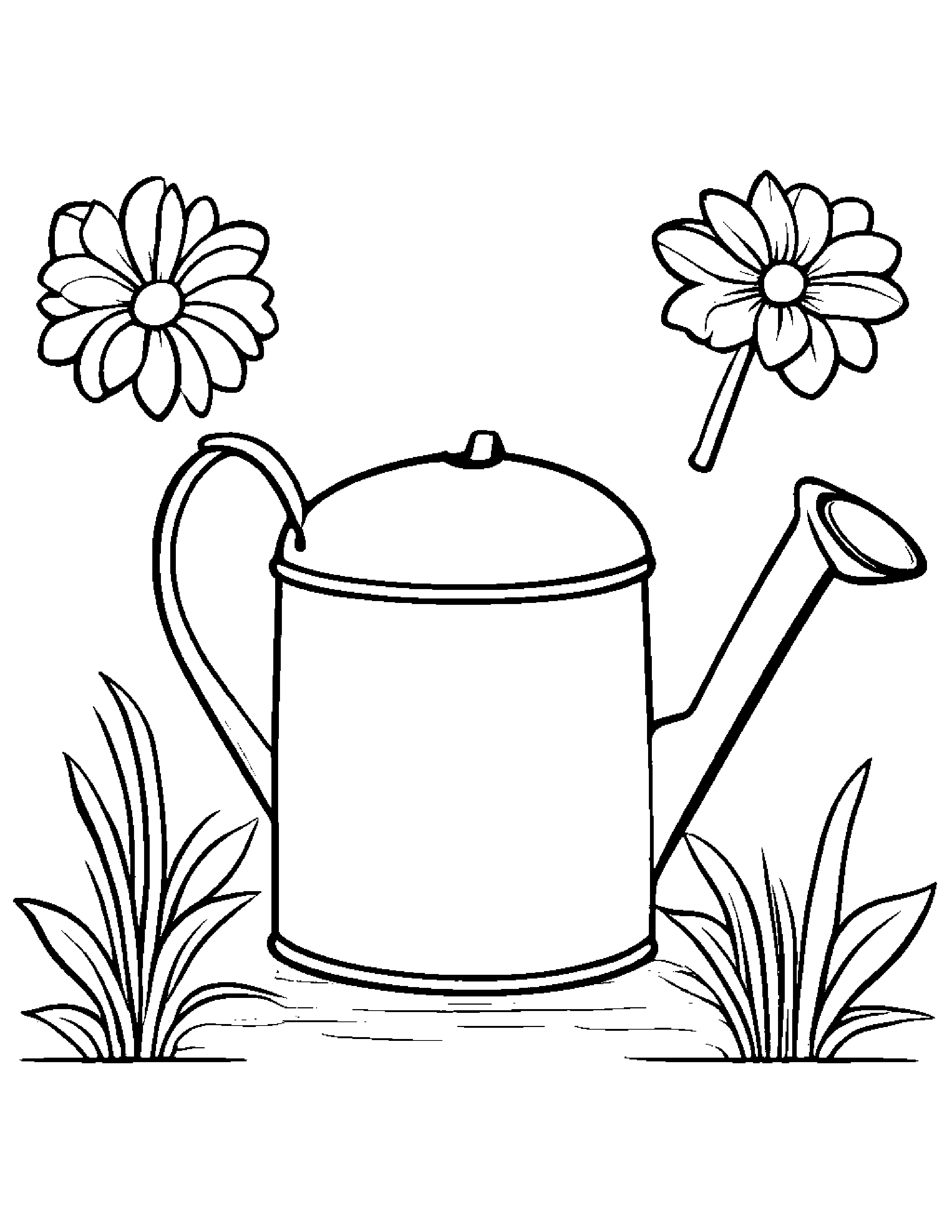 Cuddly Watering Can Coloring Page (Free Printable PDF)