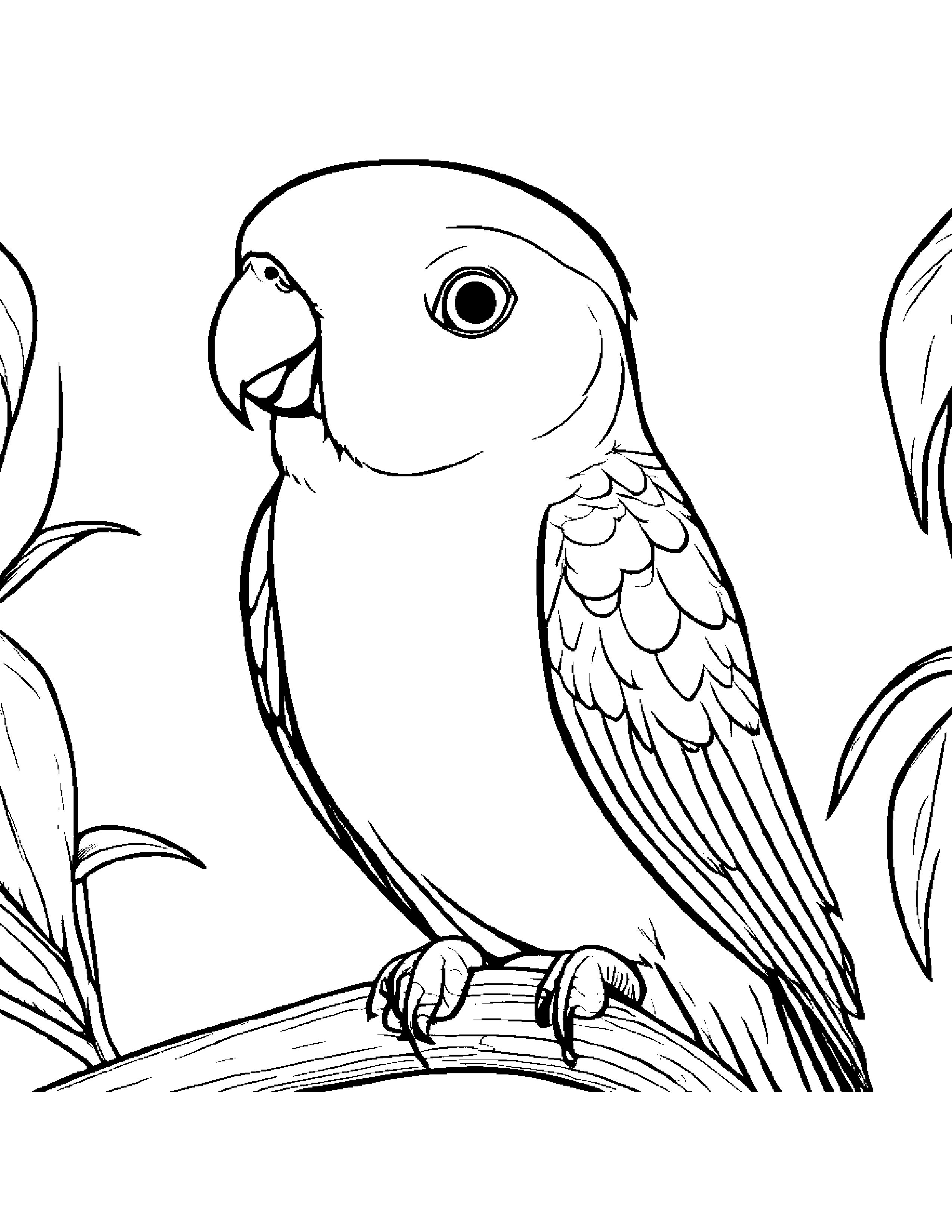 Curious Parakeet Making Silly Faces #2 Coloring Page (Free Printable PDF)
