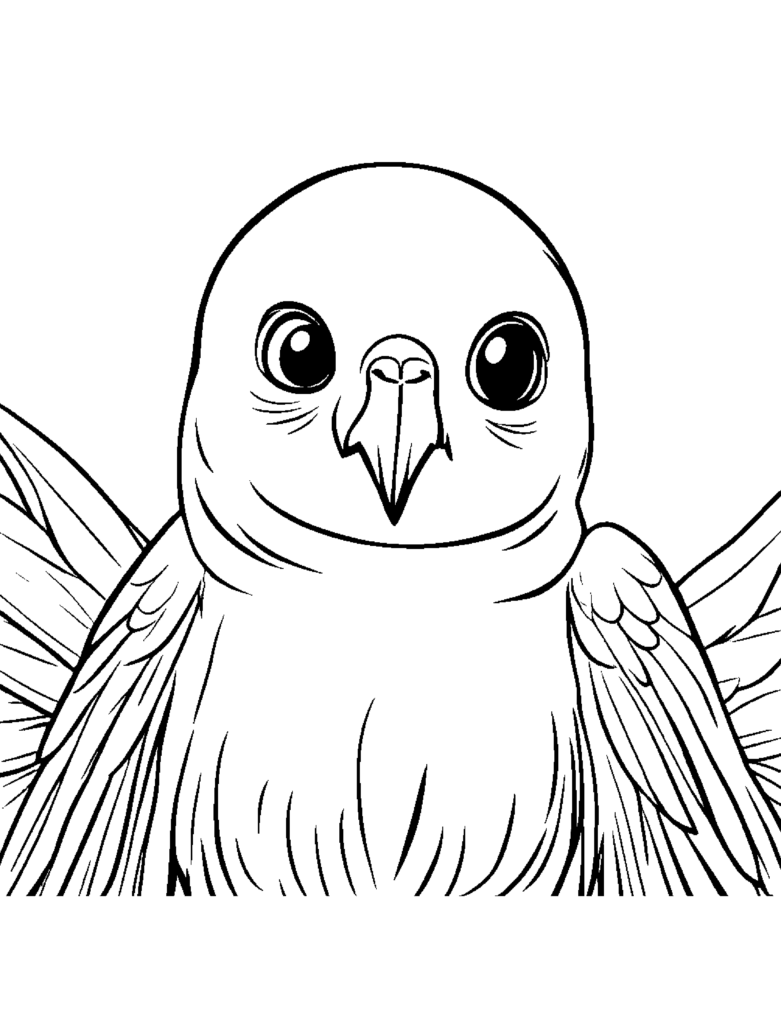Curious Parakeet Making Silly Faces #3 Coloring Page (Free Printable PDF)