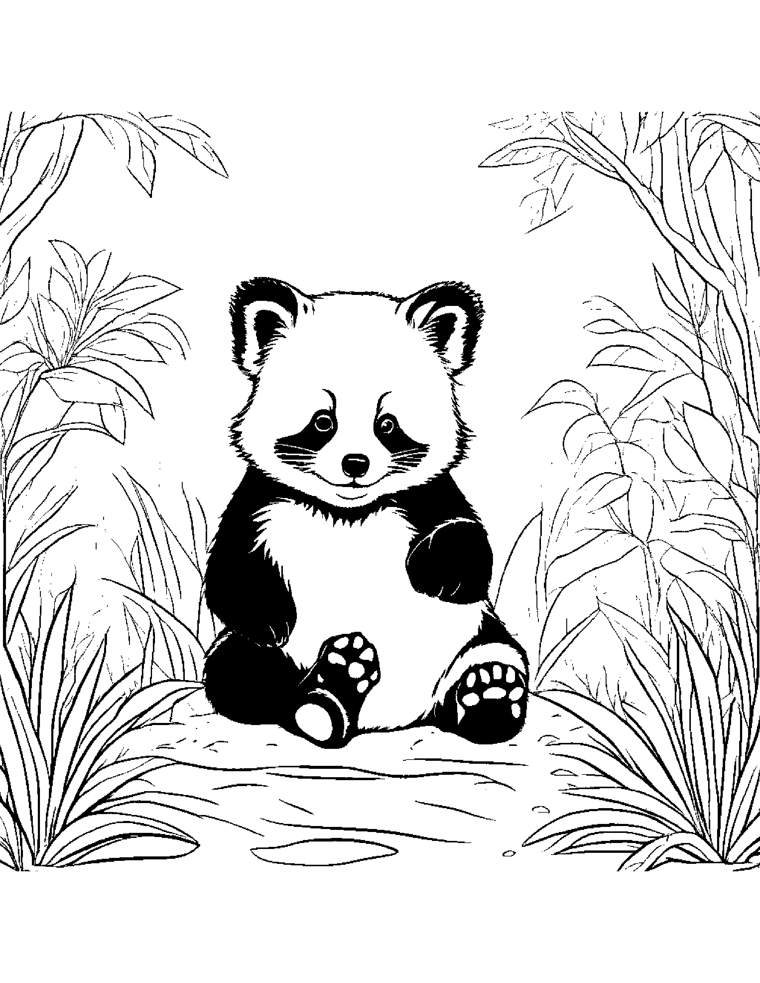 Friendly Red Panda Building A Sandcastle In A Cozy Garden #2 Coloring Page (Free Printable PDF)