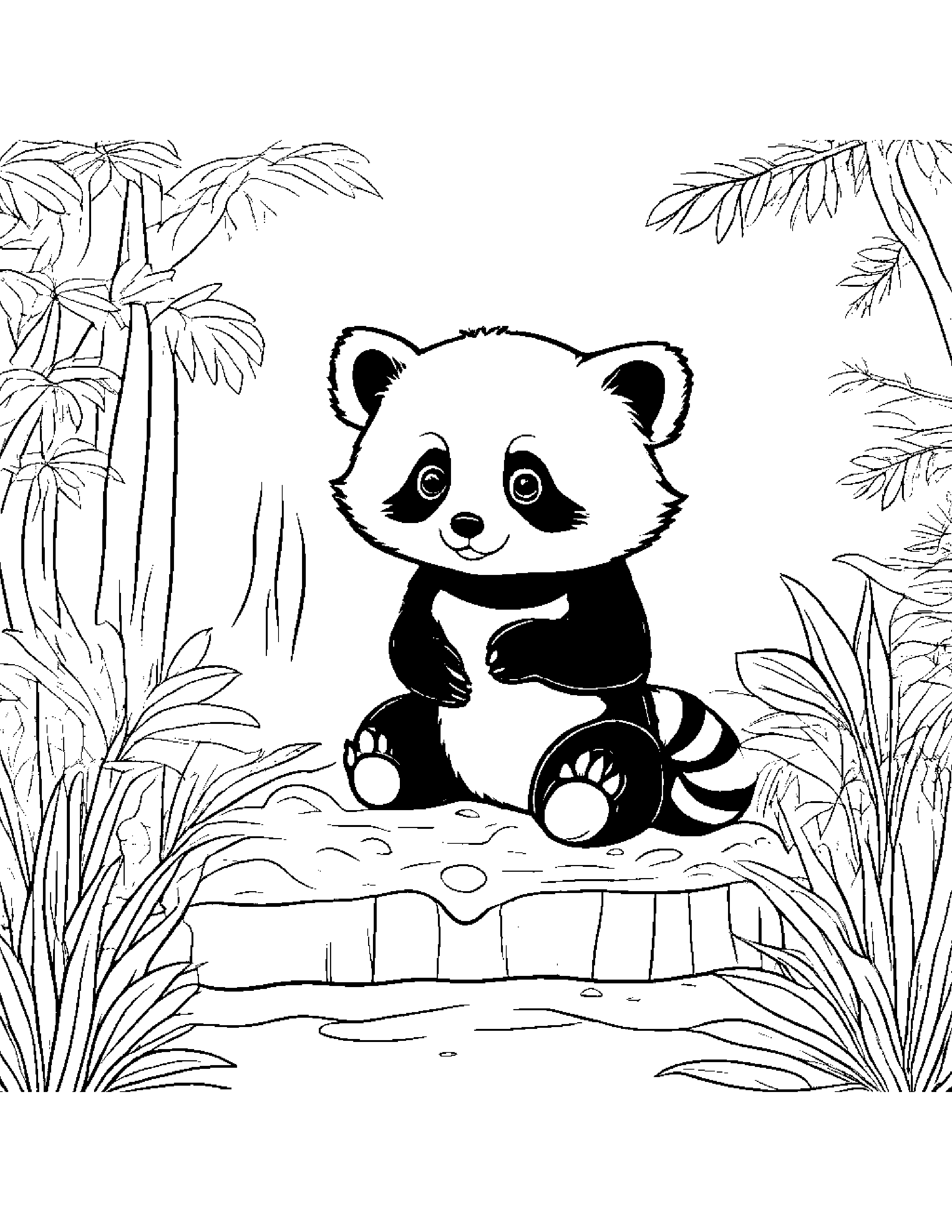 Friendly Red Panda Building A Sandcastle In A Cozy Garden #3 Coloring Page (Free Printable PDF)