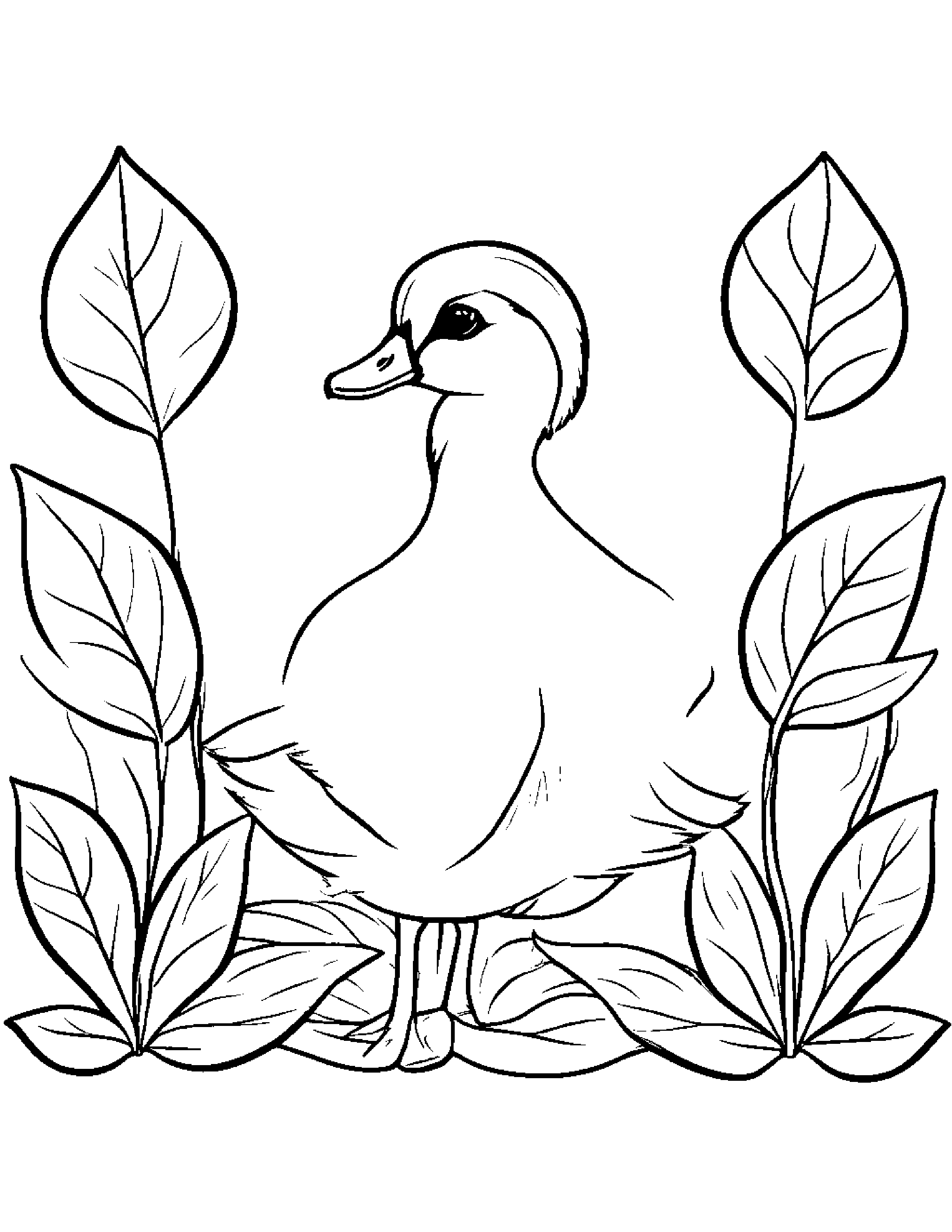 Gosling With A Leaf Sprig #2 Coloring Page (Free Printable PDF)