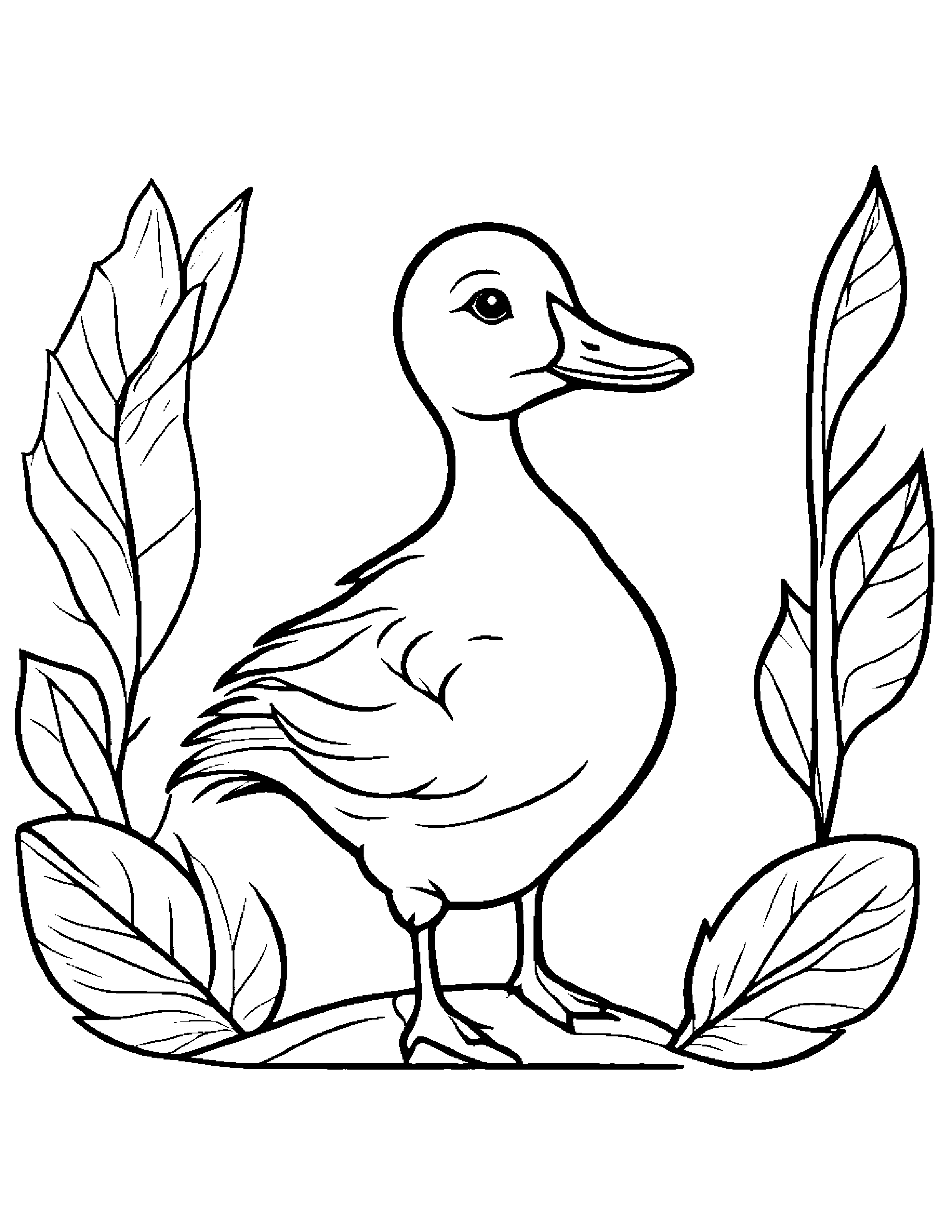 Gosling With A Leaf Sprig Coloring Page (Free Printable PDF)