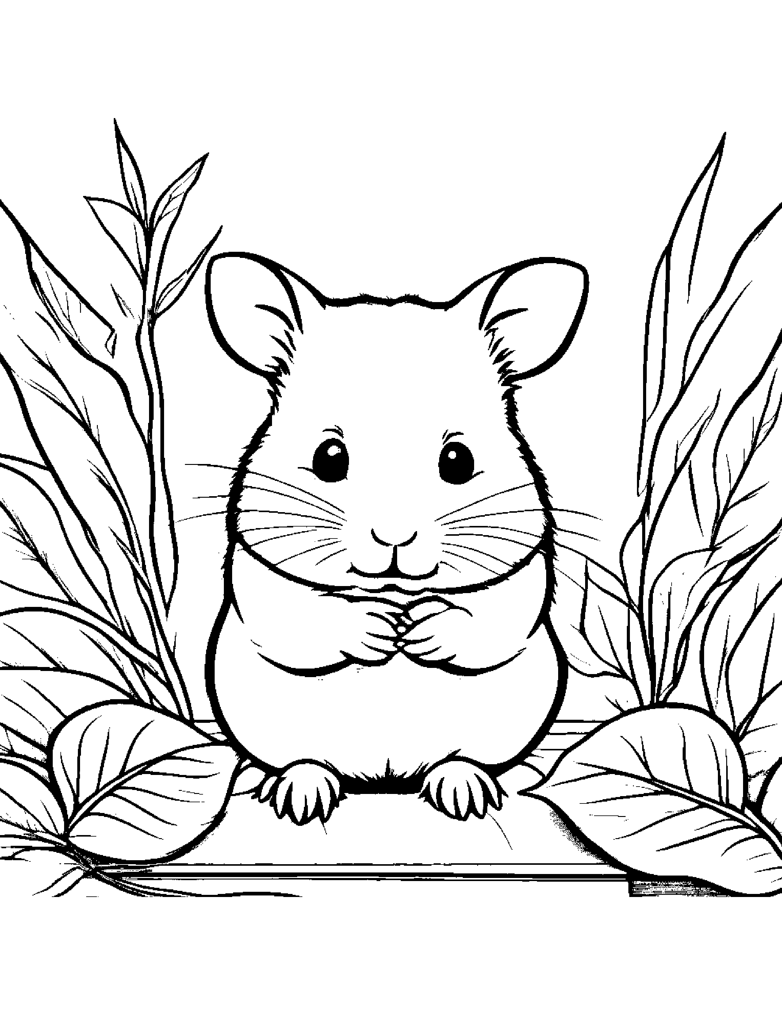 Hamster With A Leaf Sprig In A Classroom Corner #2 Coloring Page (Free Printable PDF)