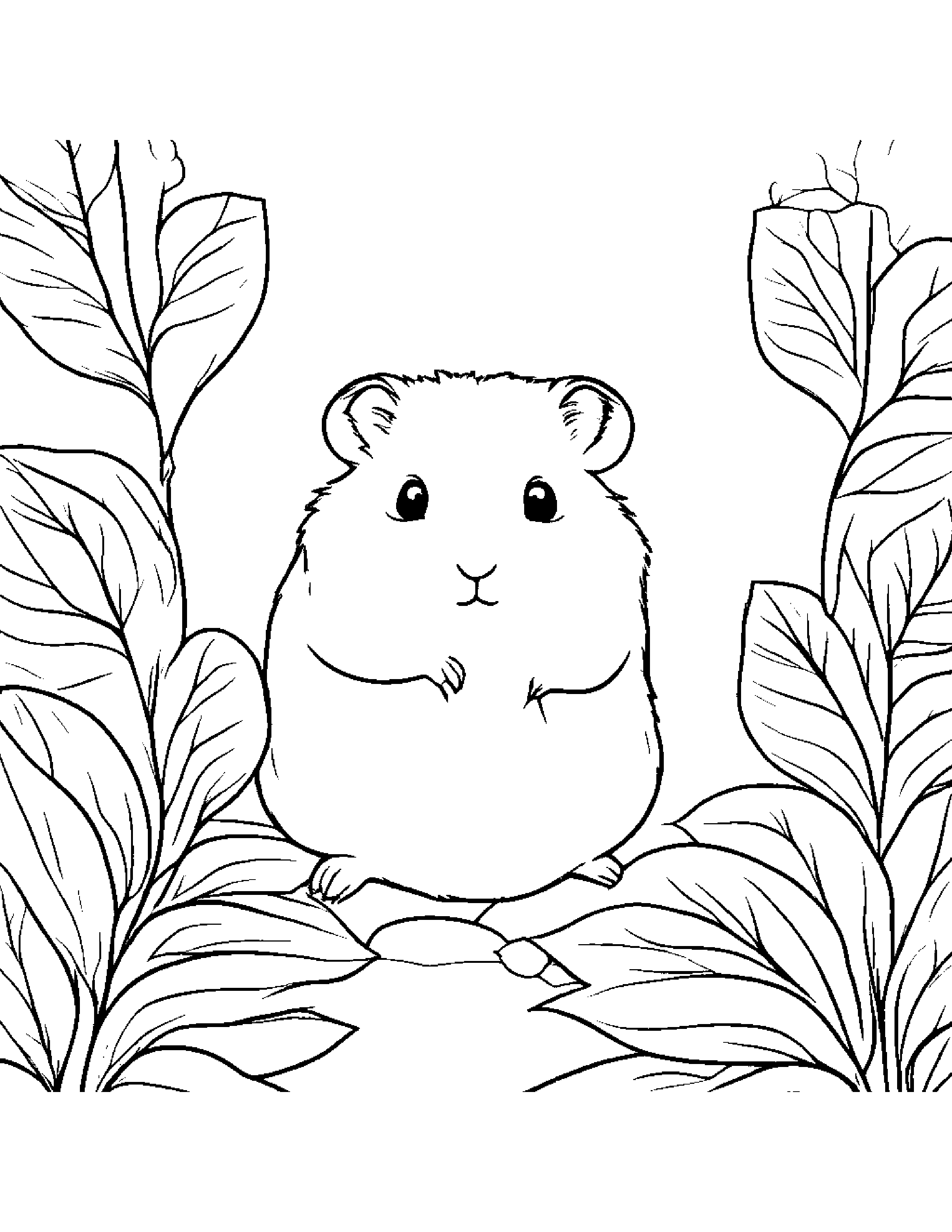 Hamster With A Leaf Sprig In A Classroom Corner Coloring Page (Free Printable PDF)