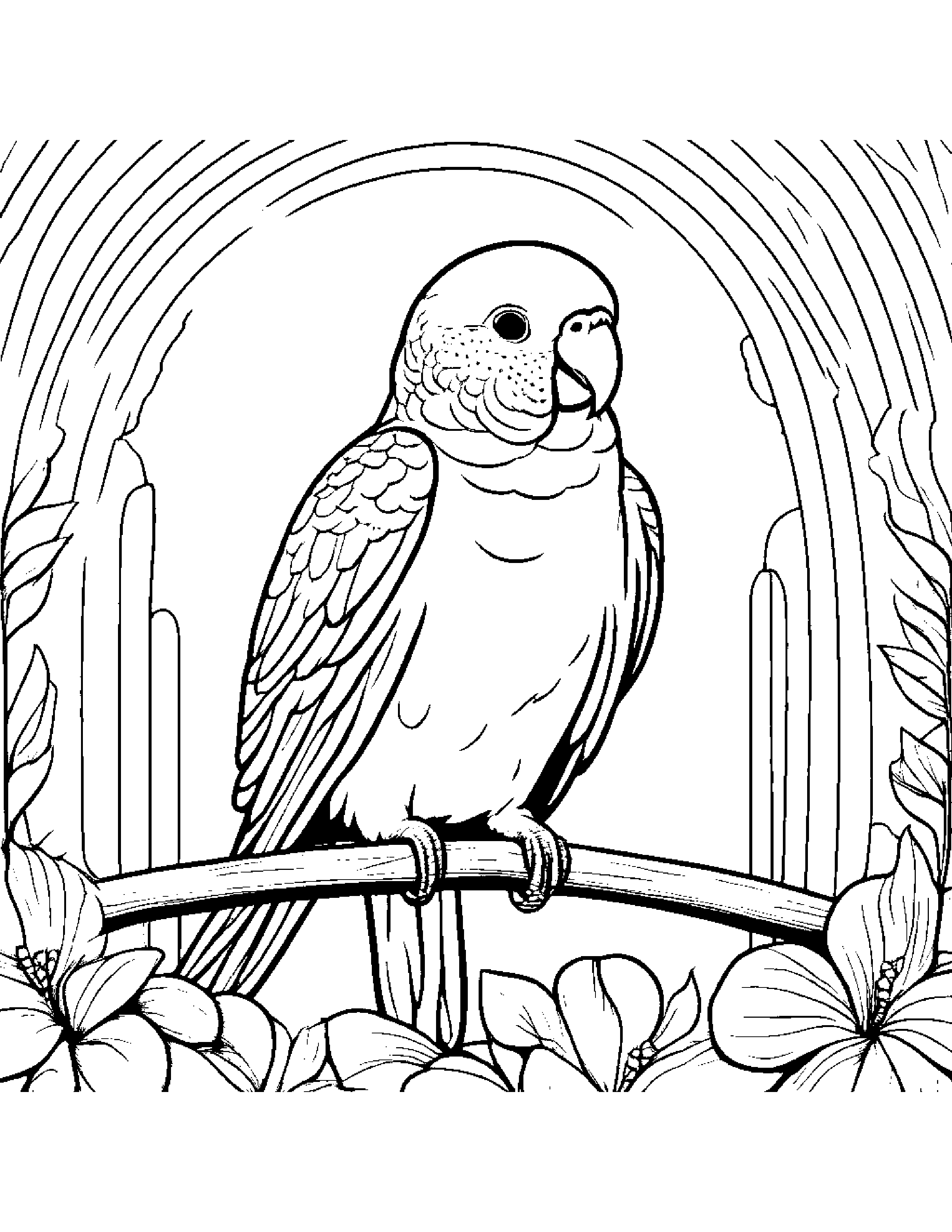 Helpful Parakeet Under A Rainbow #3 Coloring Page (Free Printable PDF)