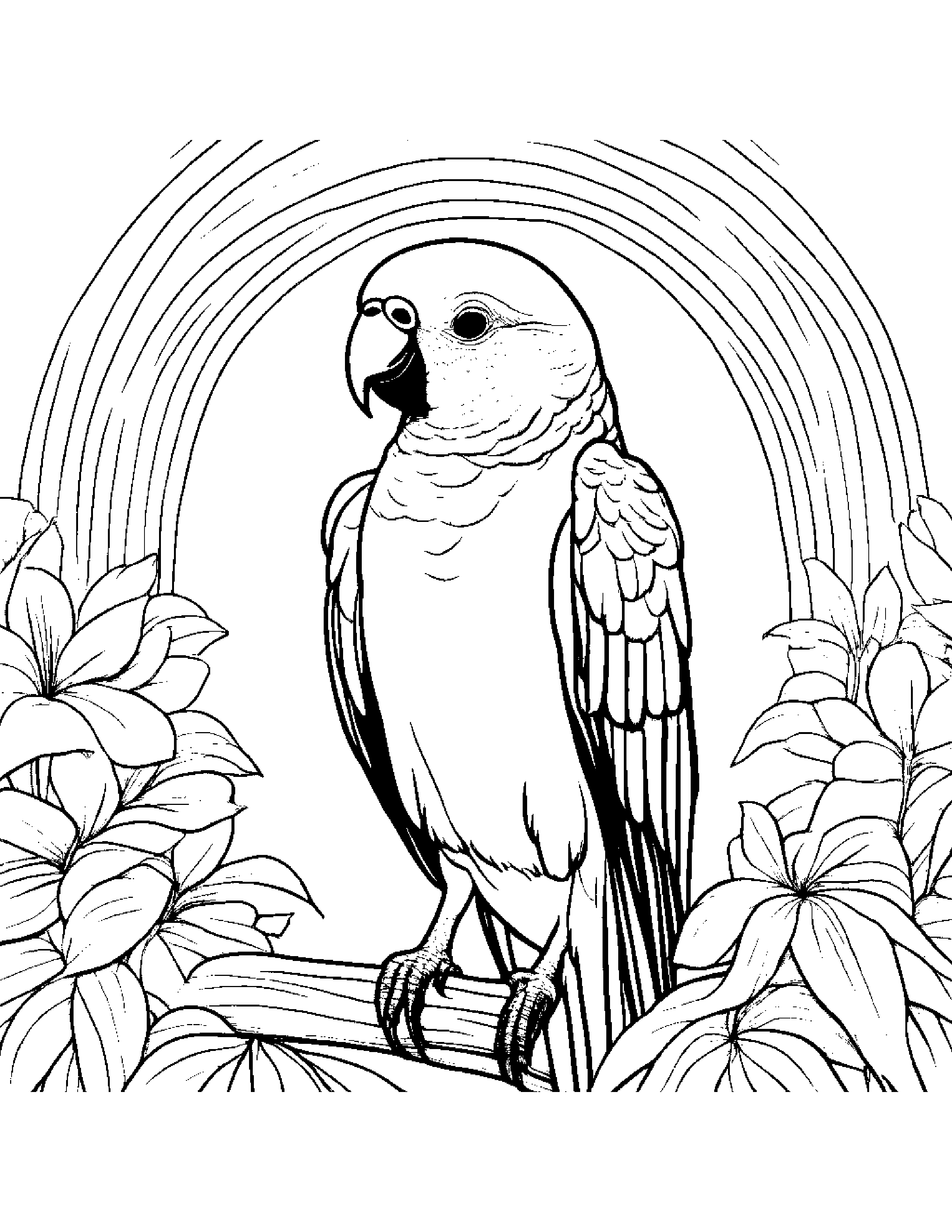 Helpful Parakeet Under A Rainbow #4 Coloring Page (Free Printable PDF)