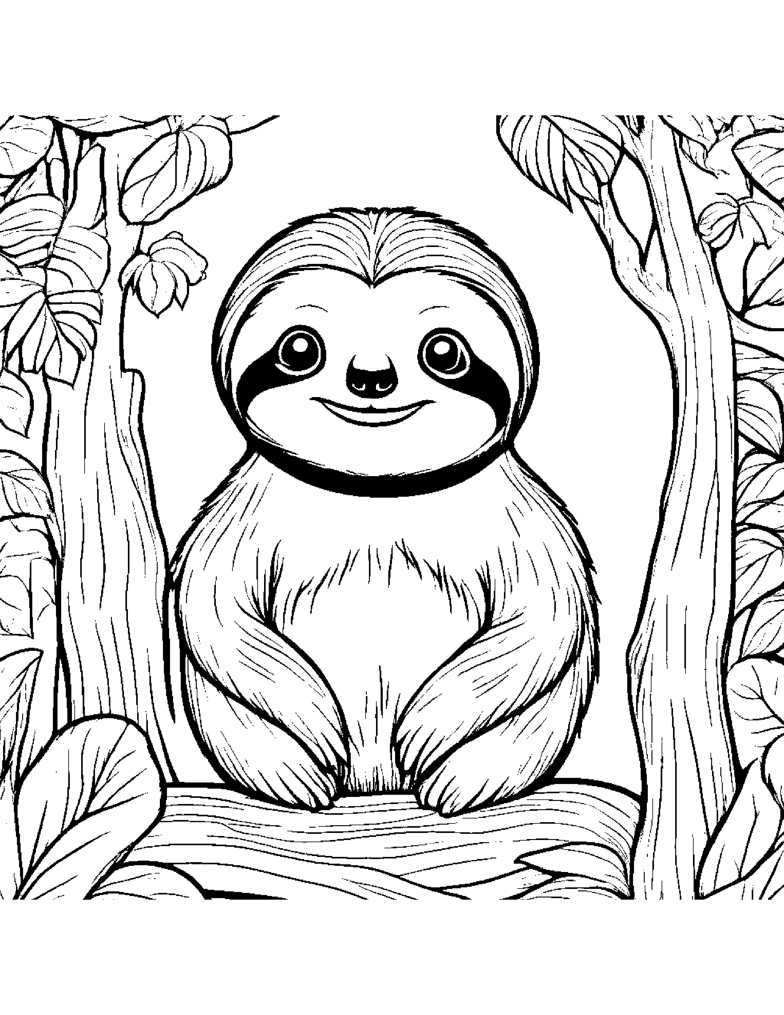 Jolly Sloth #2 Coloring Page (Free Printable PDF)
