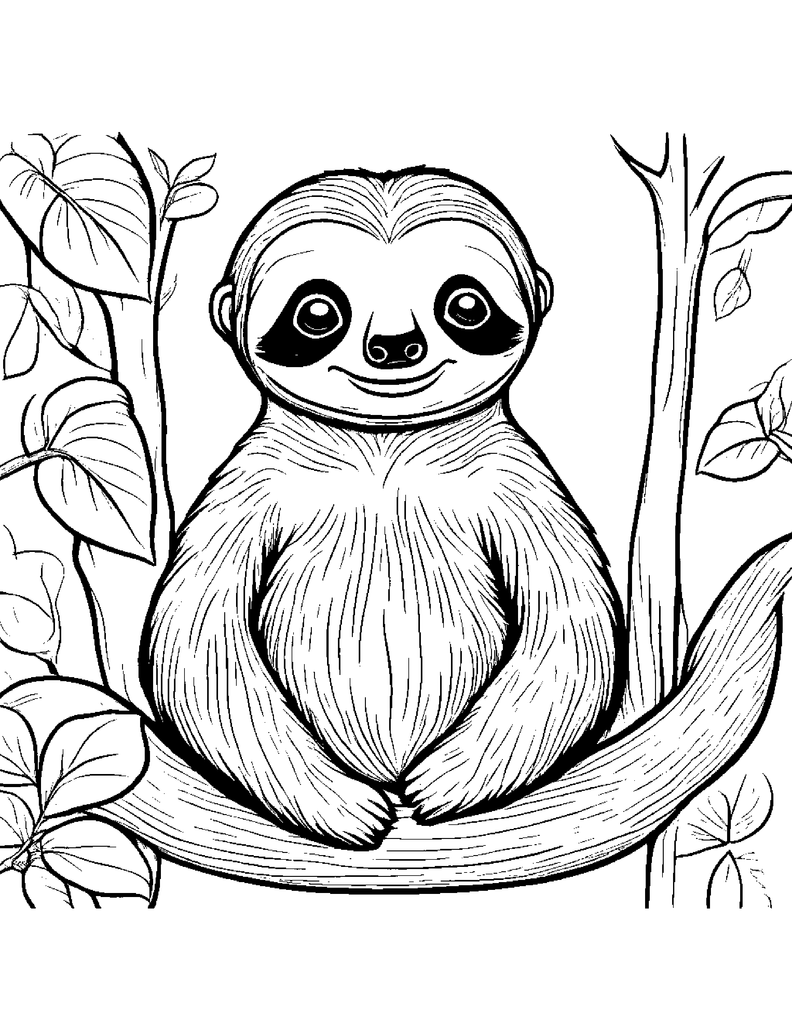 Jolly Sloth #3 Coloring Page (Free Printable PDF)