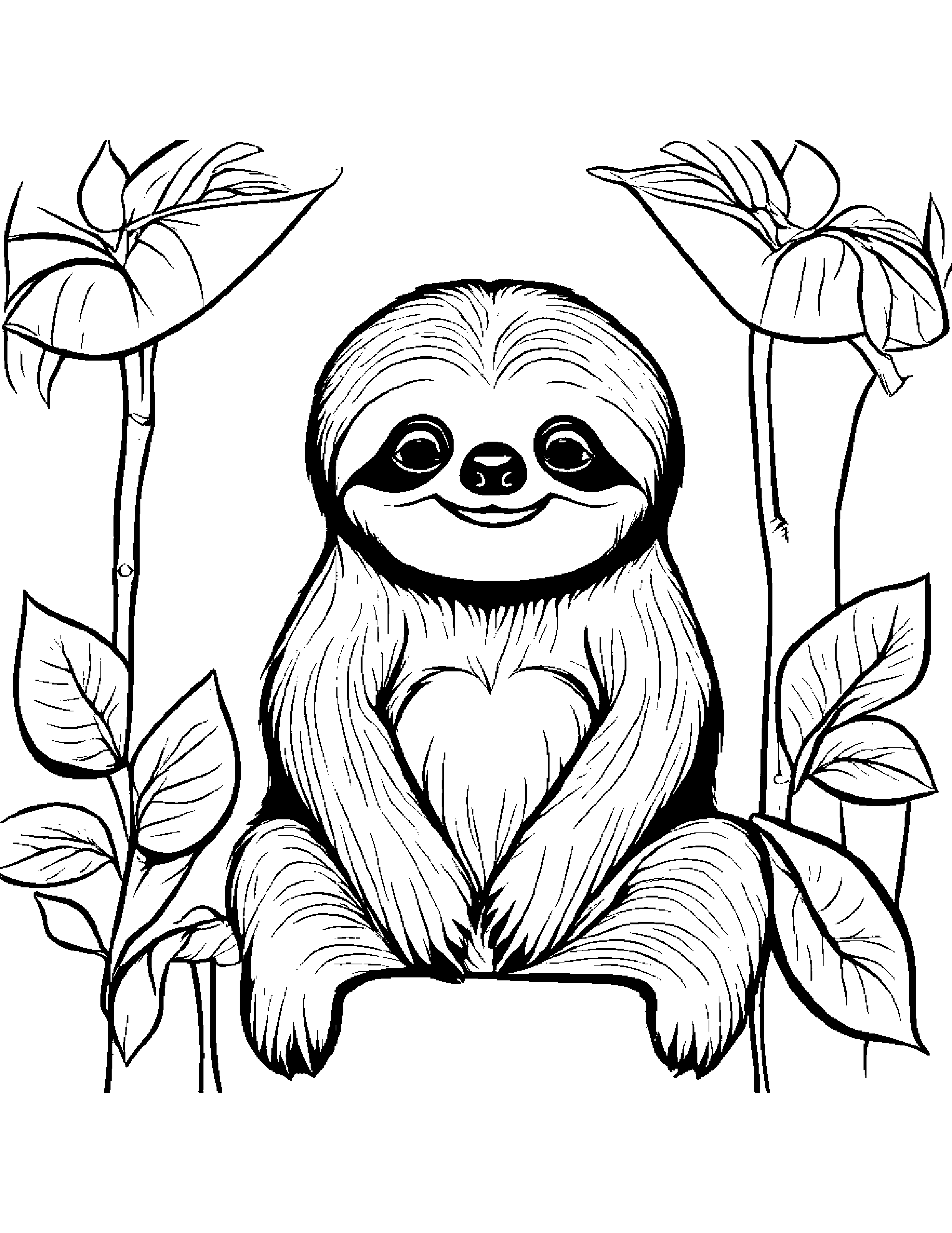 Jolly Sloth #4 Coloring Page (Free Printable PDF)