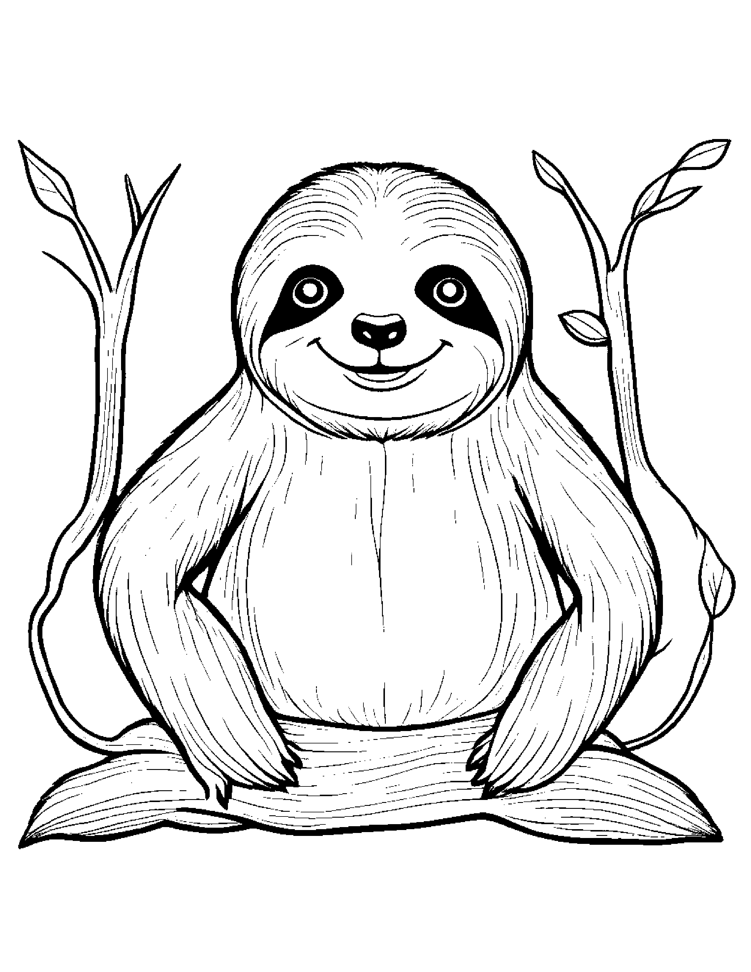 Jolly Sloth Coloring Page (Free Printable PDF)