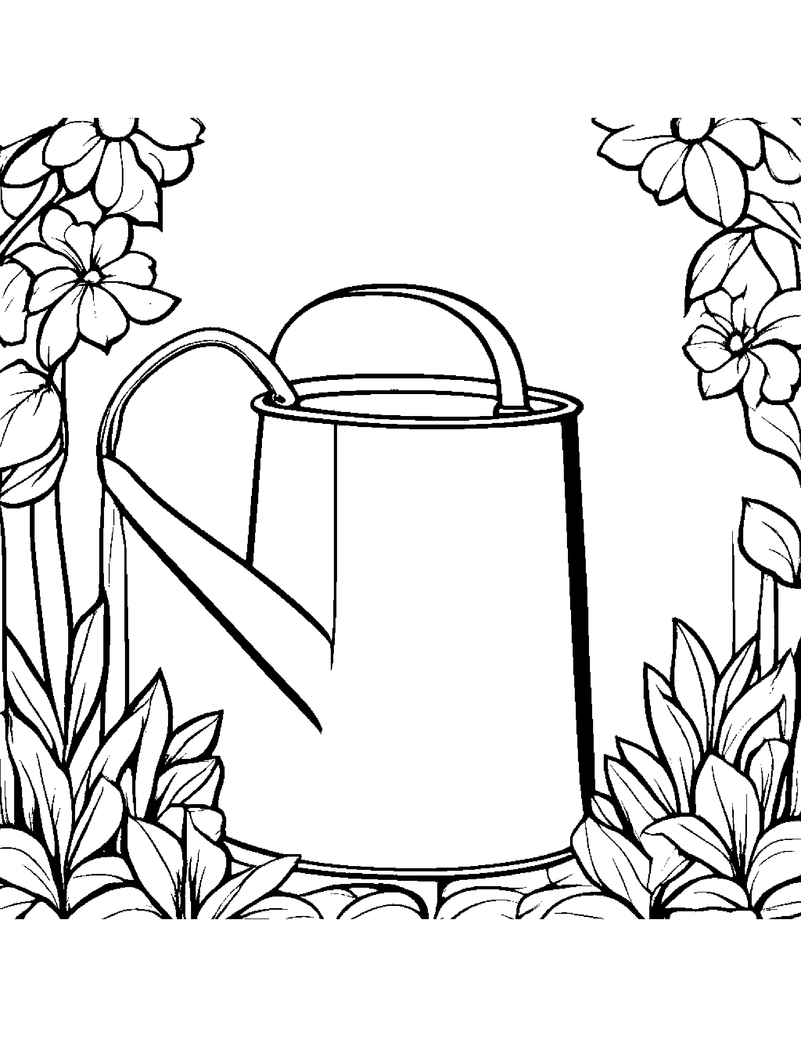 Jolly Watering Can #3 Coloring Page (Free Printable PDF)