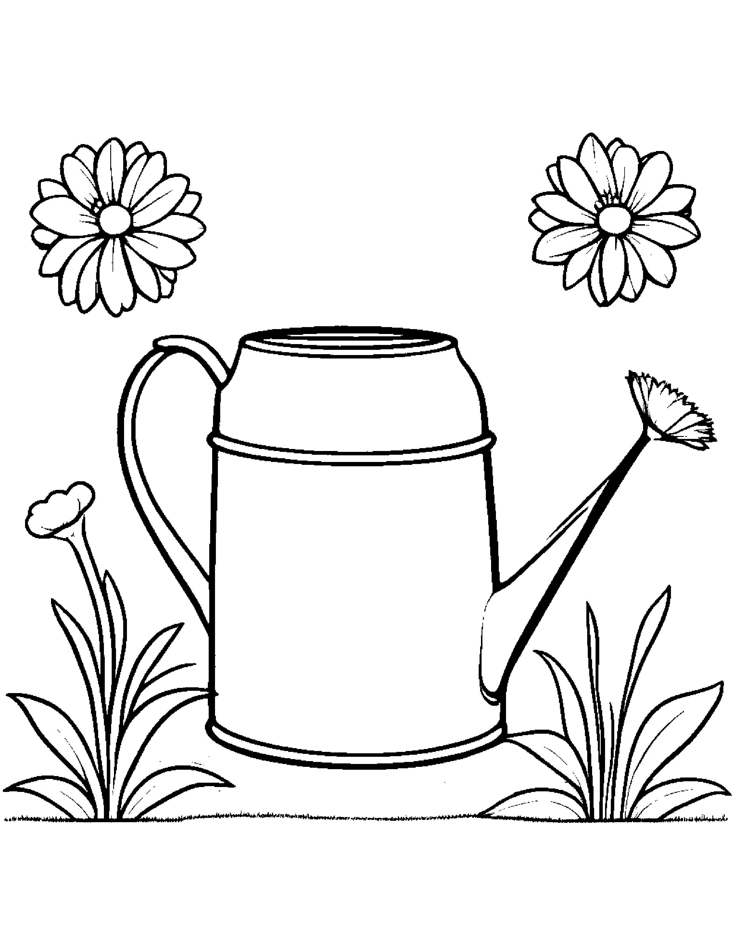 Jolly Watering Can Coloring Page (Free Printable PDF)