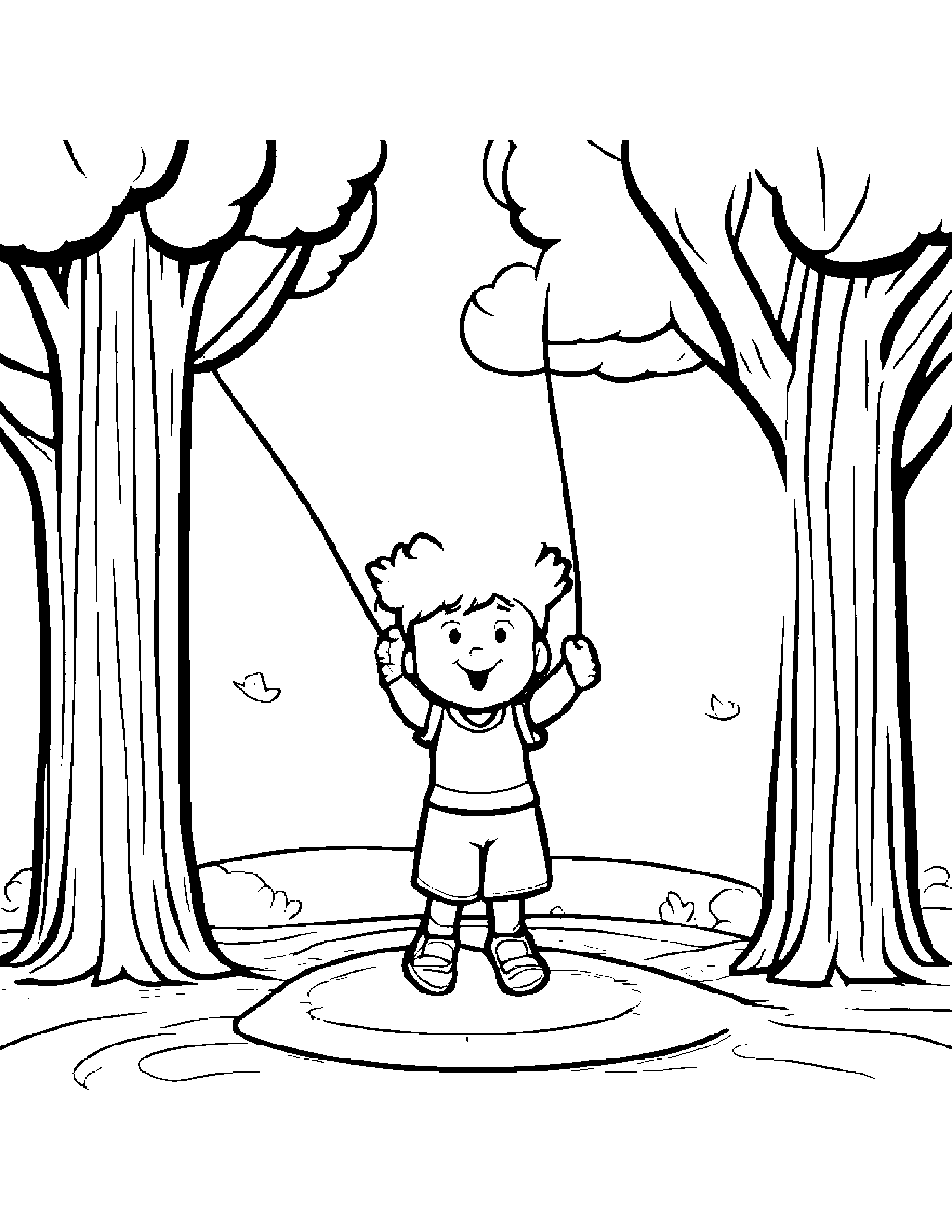 Jump Rope Playing Peekaboo By A Little Tree #2 Coloring Page (Free Printable PDF)