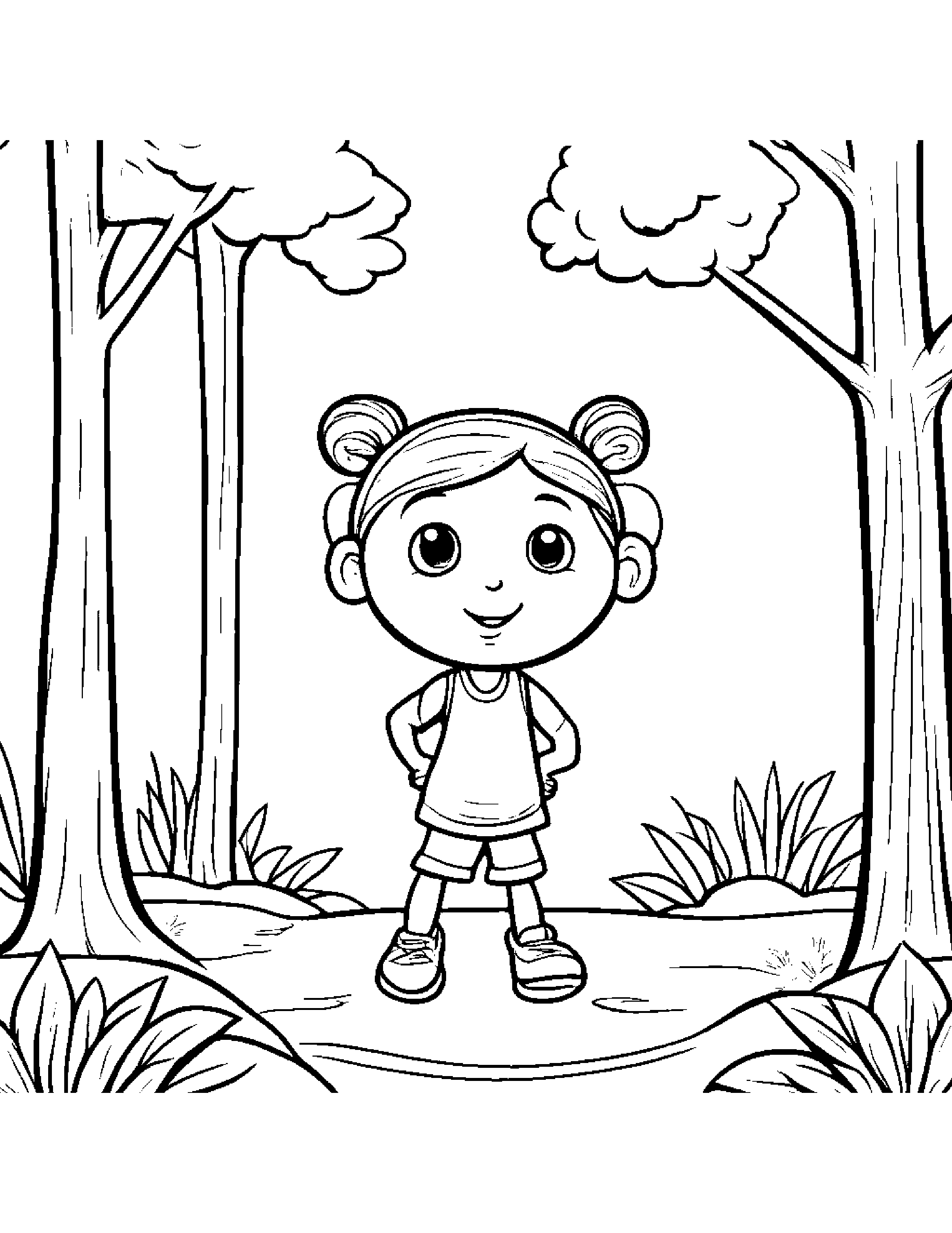 Jump Rope Playing Peekaboo By A Little Tree #3 Coloring Page (Free Printable PDF)