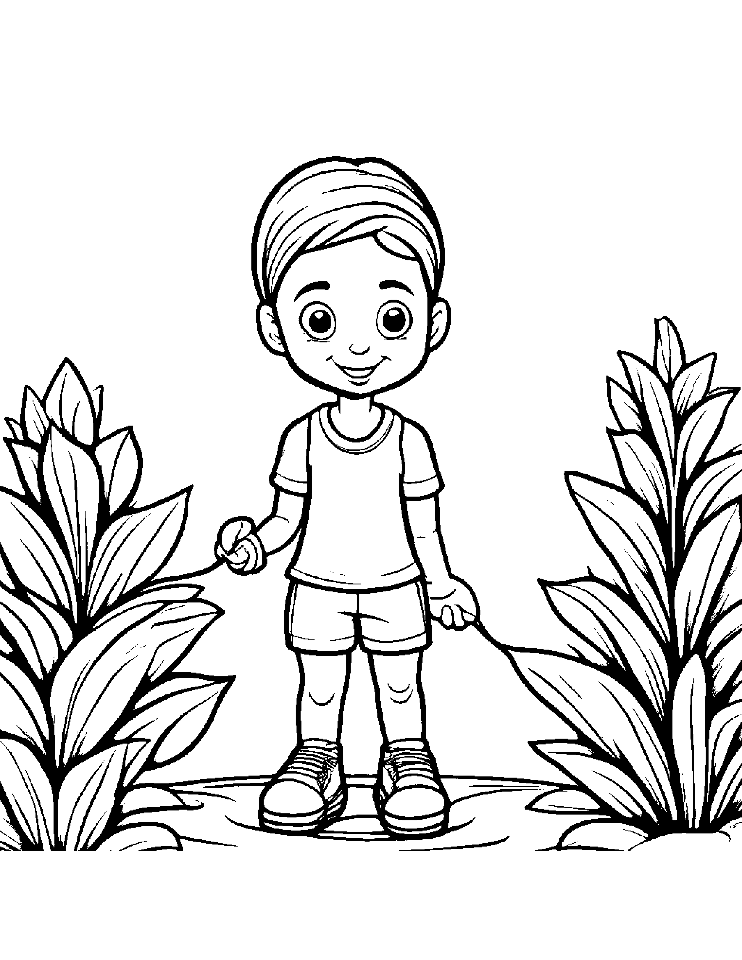 Jump Rope Watering A Plant #3 Coloring Page (Free Printable PDF)