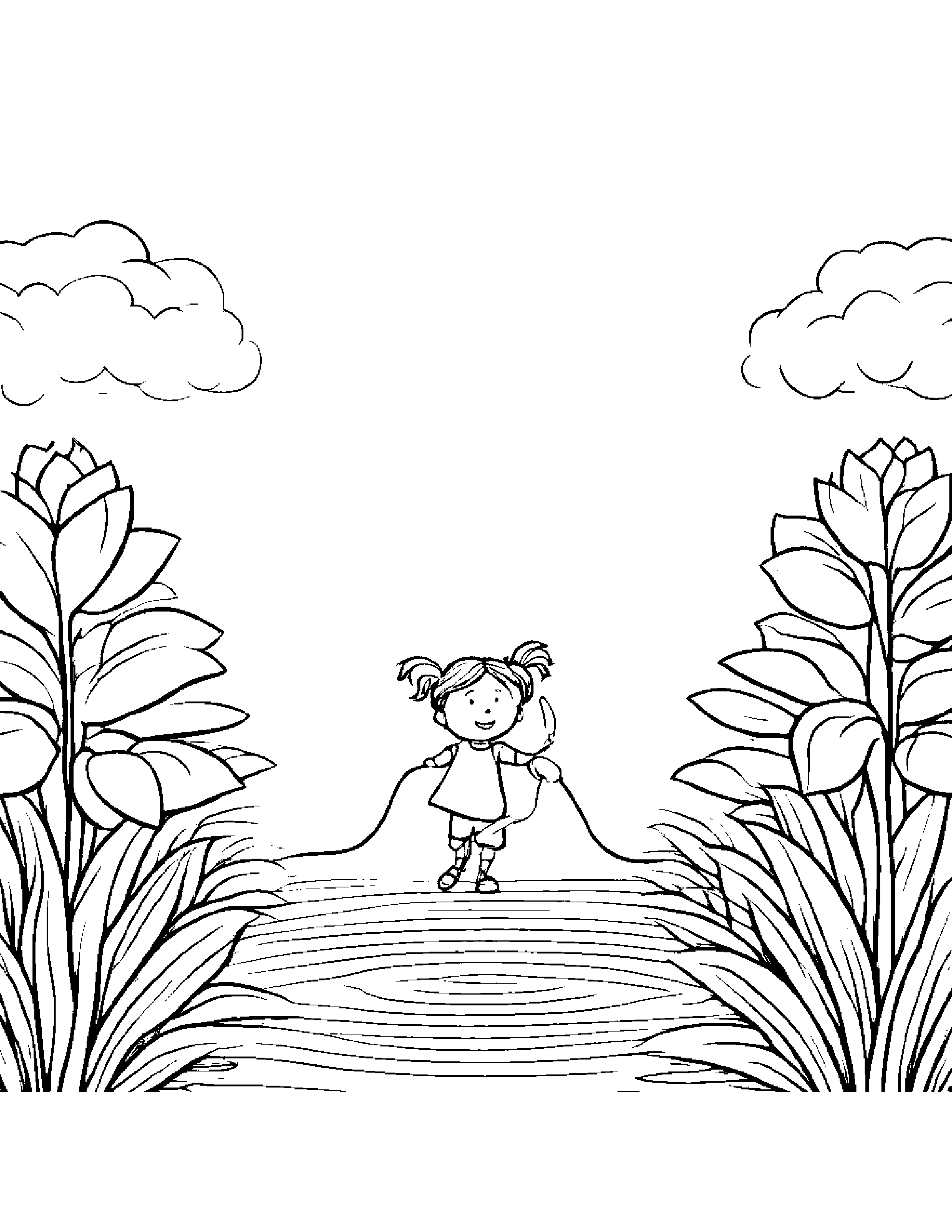 Jump Rope Watering A Plant Coloring Page (Free Printable PDF)