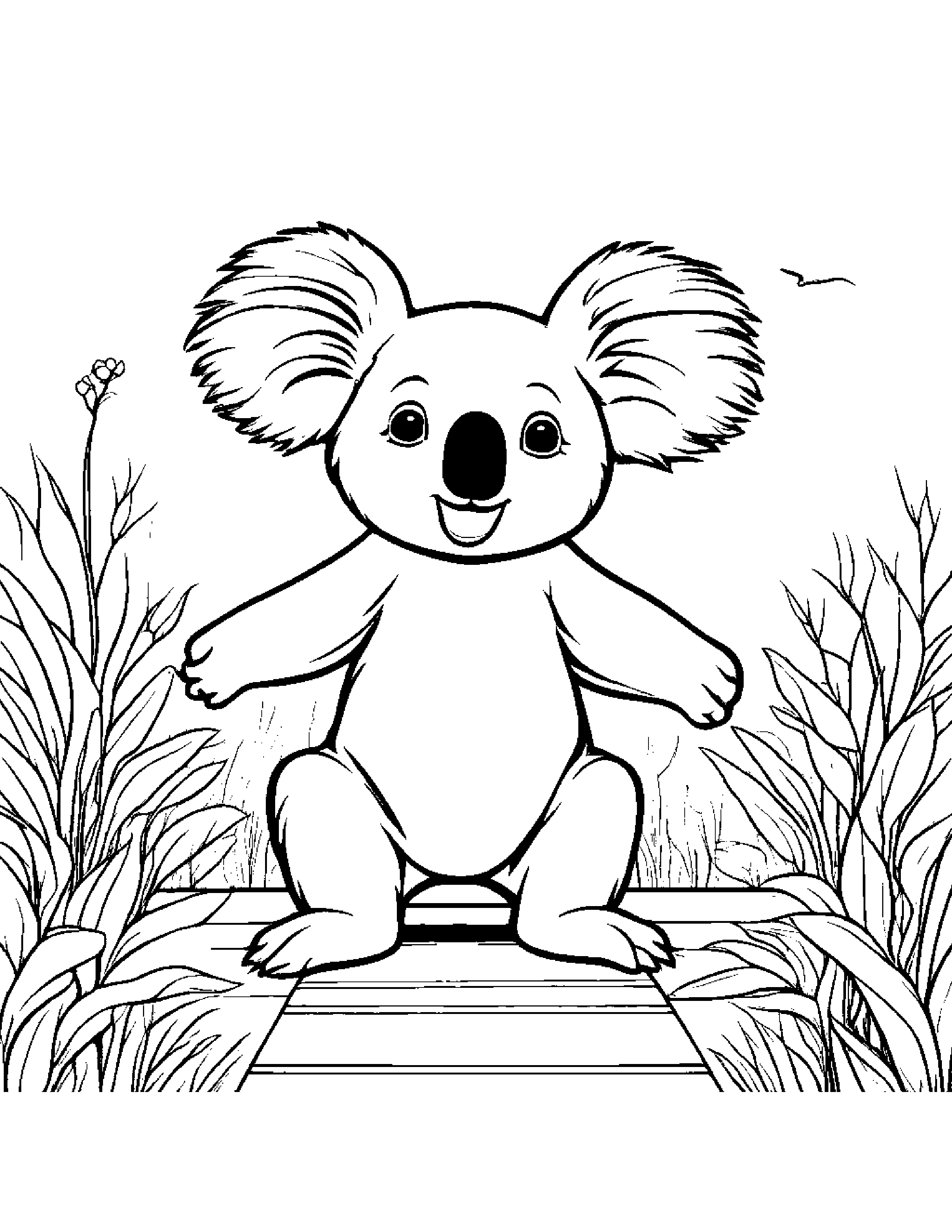 Koala Playing Hopscotch In A Sunny Meadow #4 Coloring Page (Free Printable PDF)