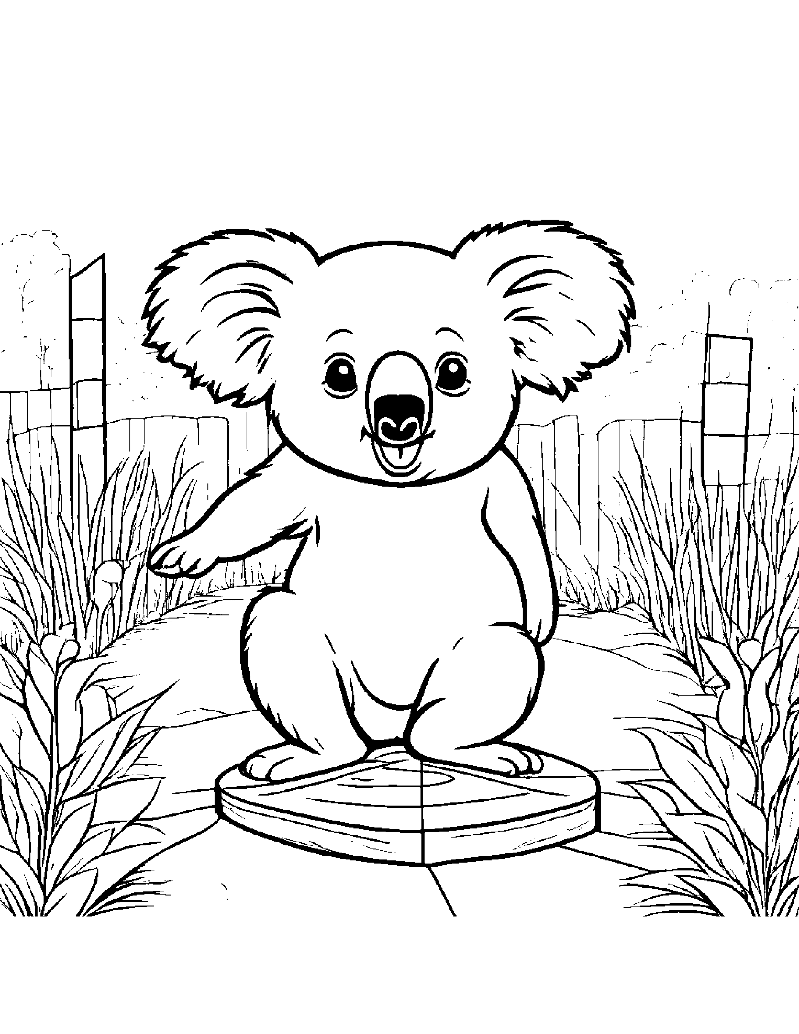Koala Playing Hopscotch In A Sunny Meadow #5 Coloring Page (Free Printable PDF)