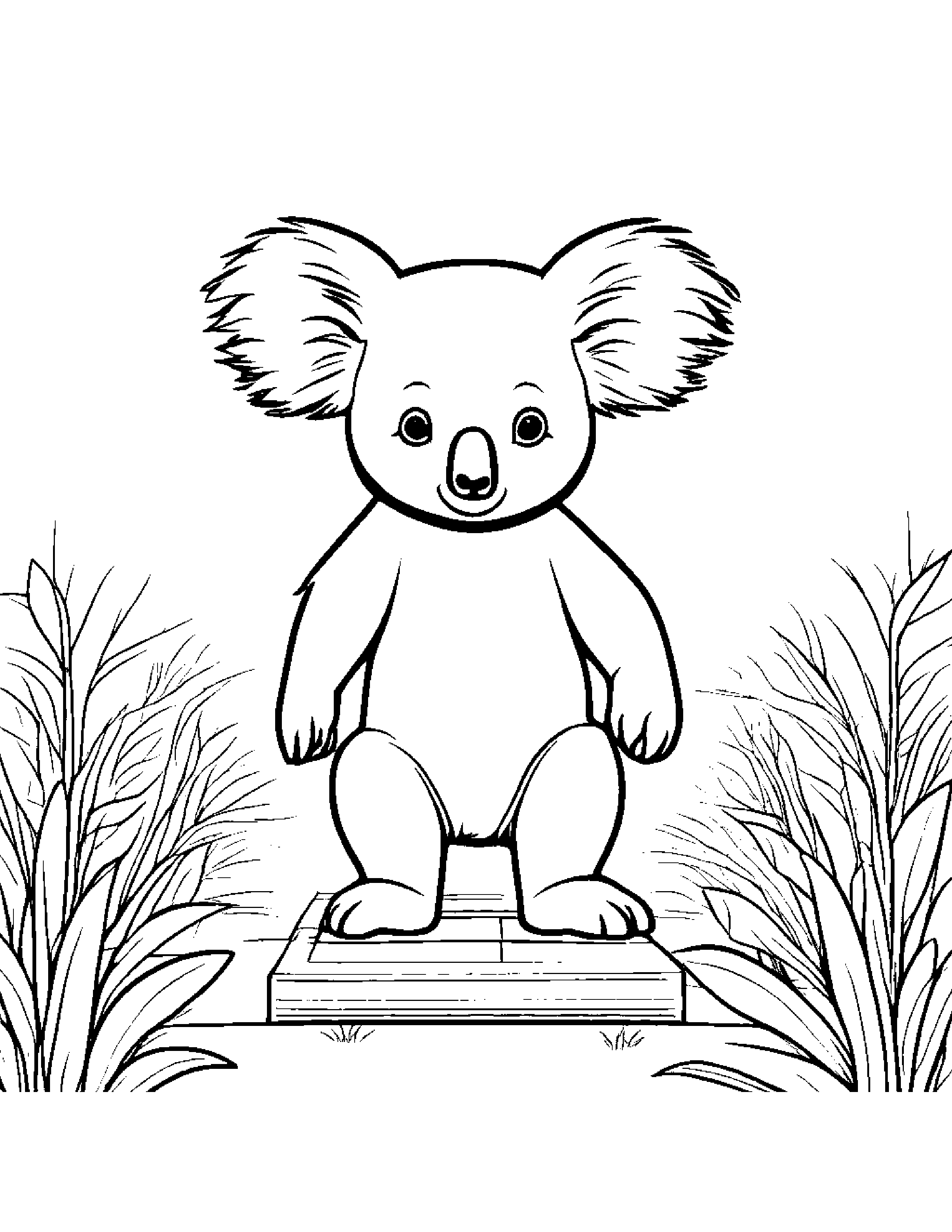 Koala Playing Hopscotch In A Sunny Meadow Coloring Page (Free Printable PDF)