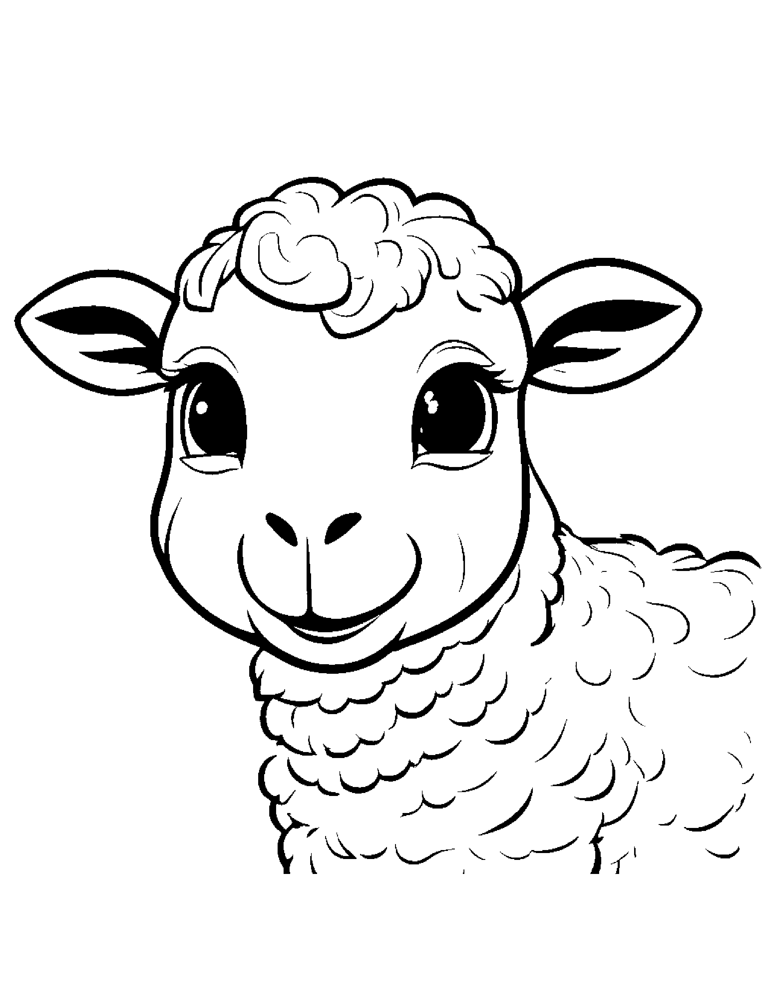 Lamb Making Silly Faces #3 Coloring Page (Free Printable PDF)